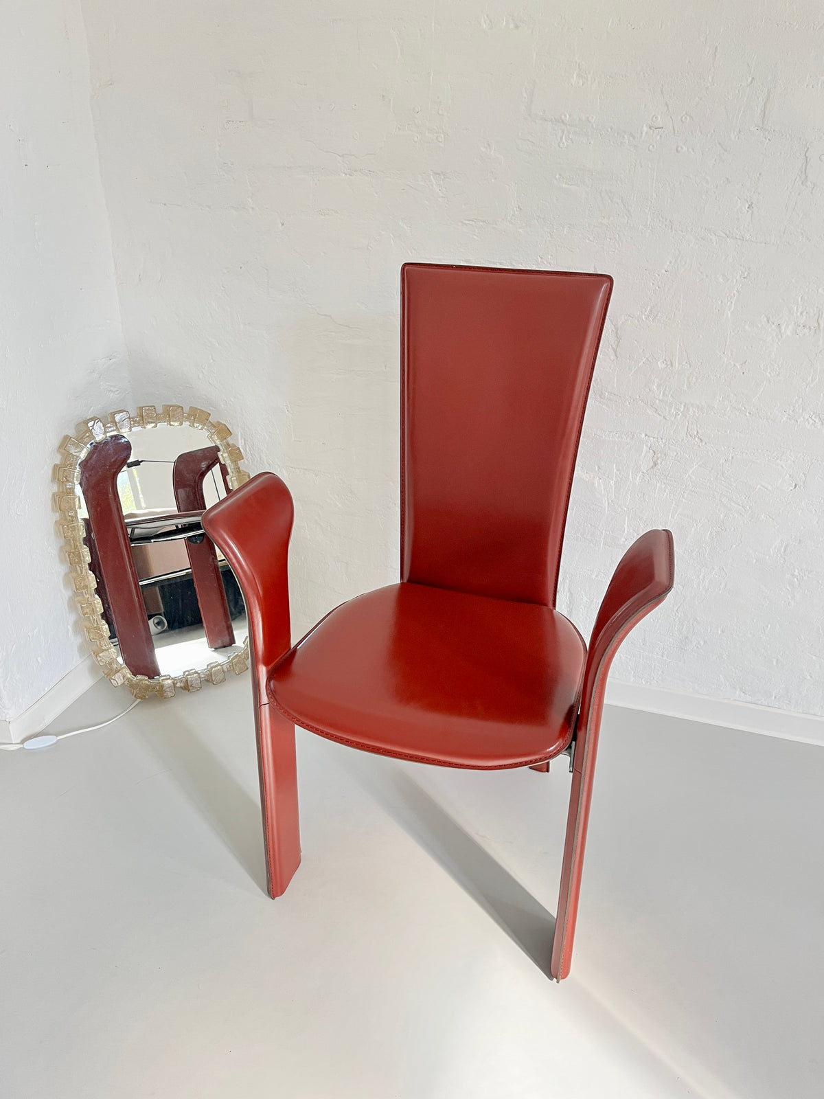 Vintage Frag "Psyra" Leather High-Back Chair, Italy 1980s