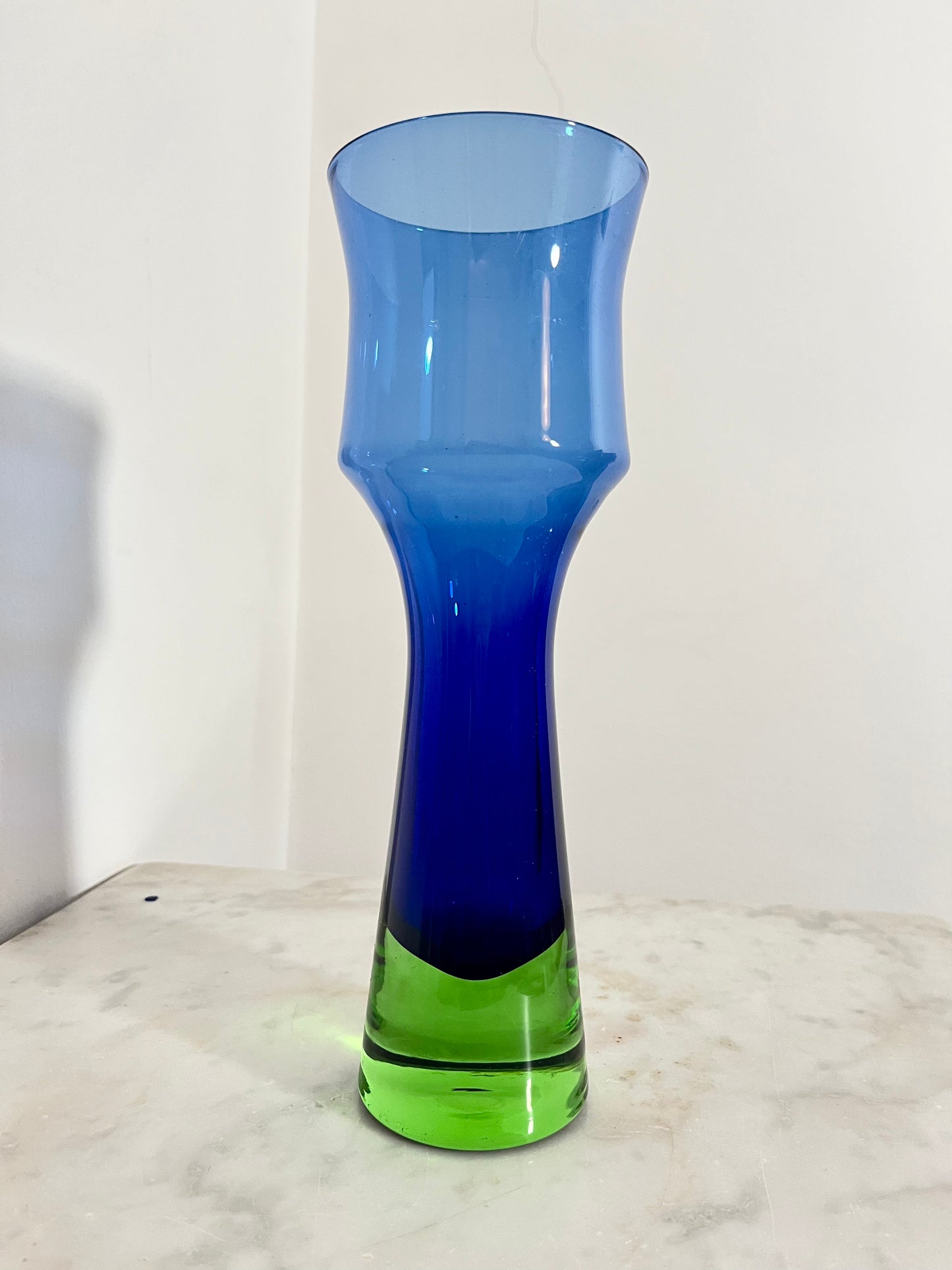 Blue and Green Sommerso Glass Vase by Bo Borgström for Åseda Glasbruk, Sweden, 1960s