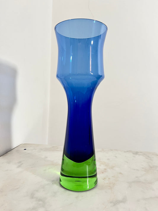 Blue and Green Sommerso Glass Vase by Bo Borgström for Åseda Glasbruk, Sweden, 1960s