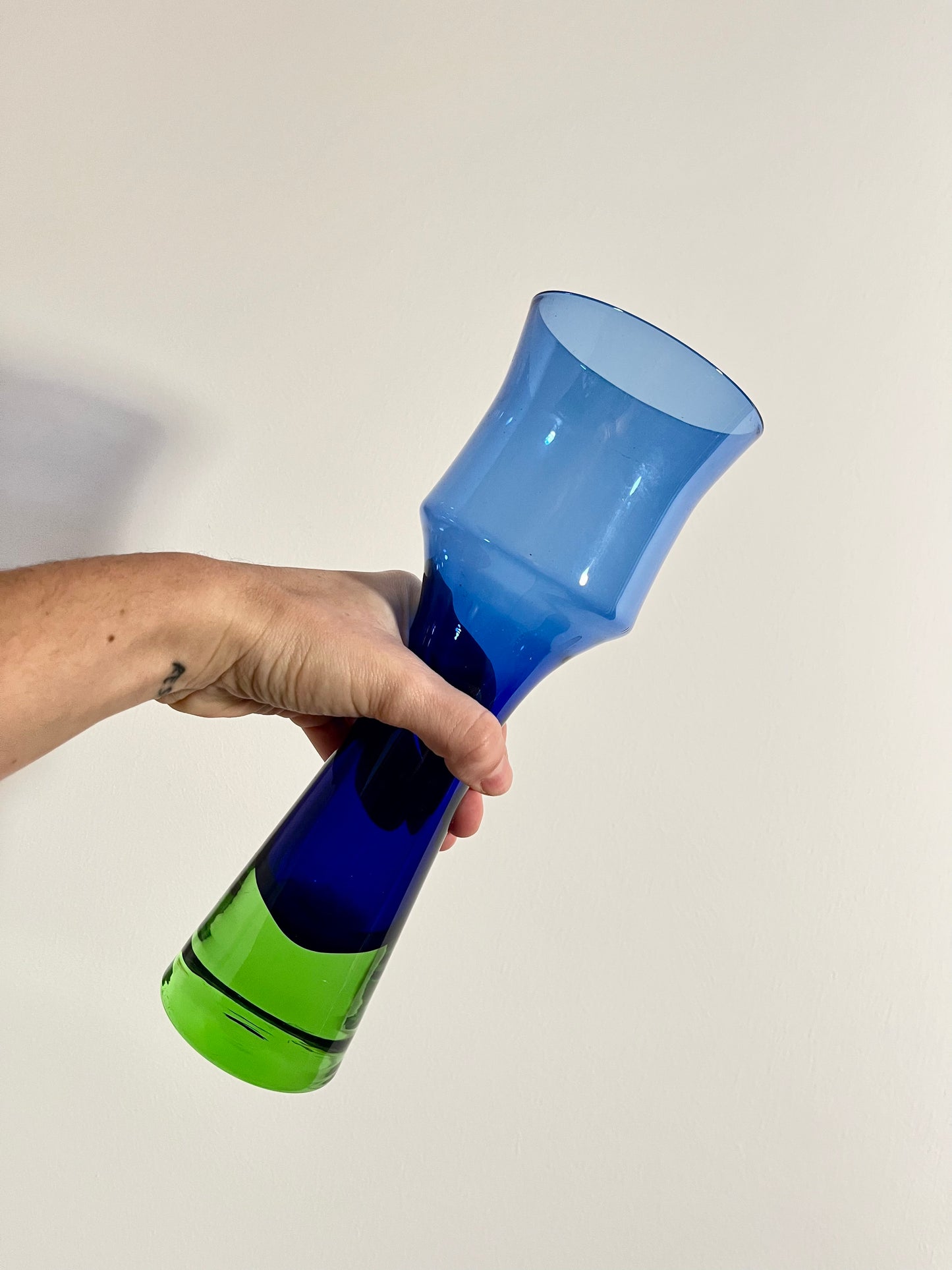 Blue and Green Sommerso Glass Vase by Bo Borgström for Åseda Glasbruk, Sweden, 1960s