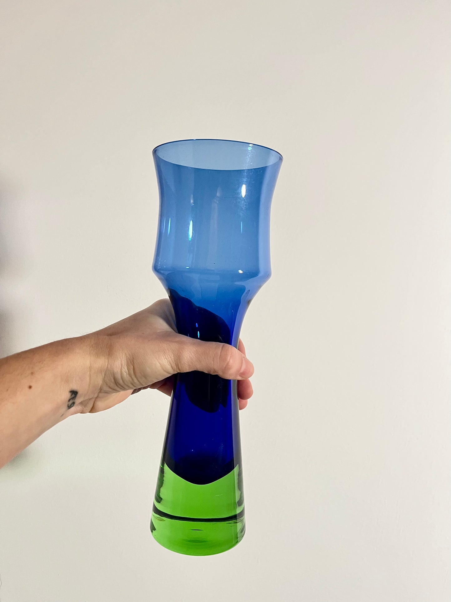 Blue and Green Sommerso Glass Vase by Bo Borgström for Åseda Glasbruk, Sweden, 1960s