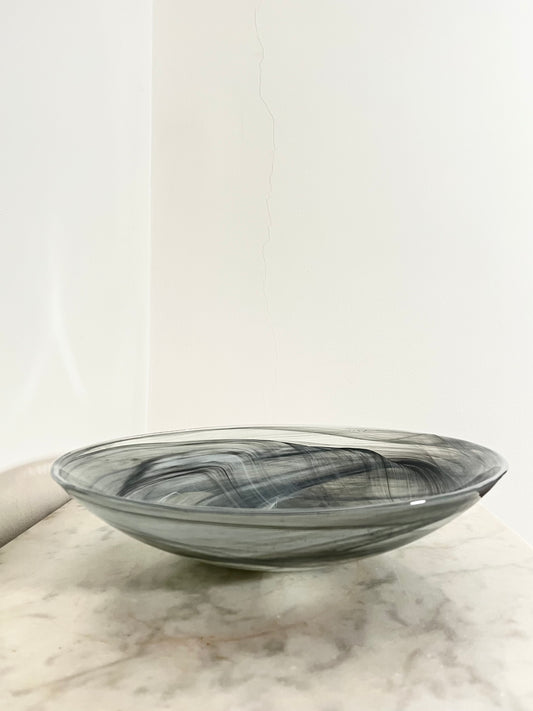 Holmegaard Smoked Glass Swirl Plate, Serving Bowl, Denmark, 1970s