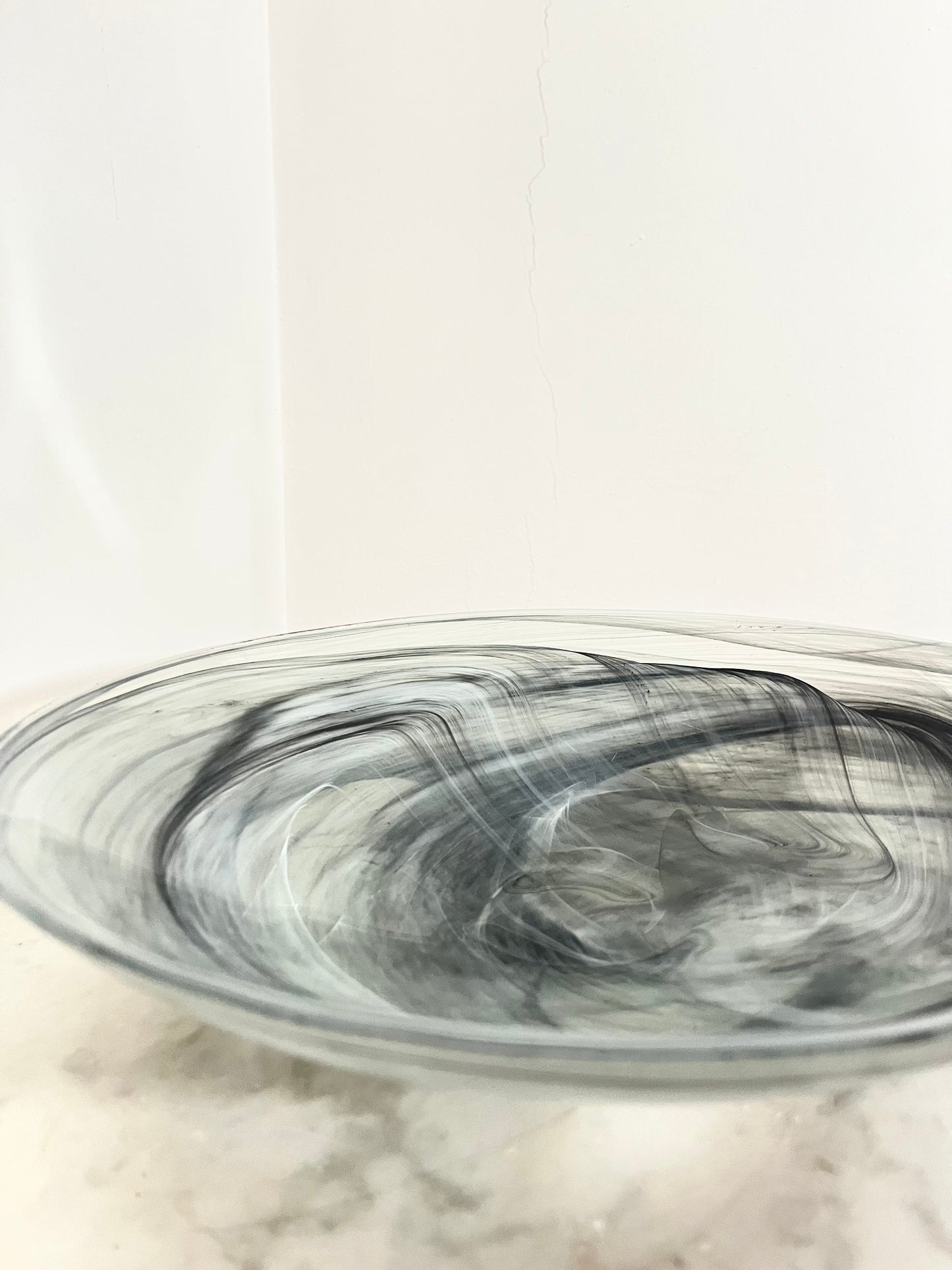 Piatto a spirale in vetro fumé Holmegaard, ciotola da portata, Danimarca, anni '70