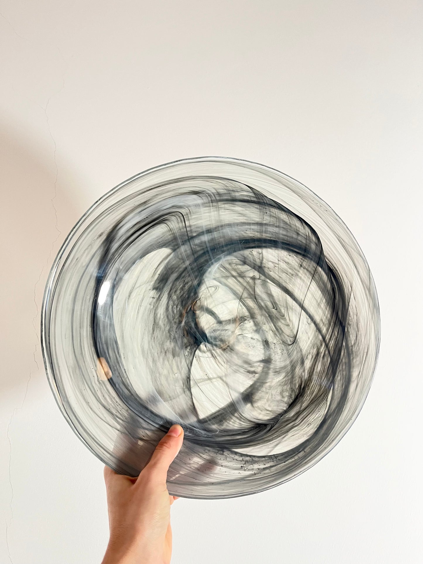 Piatto a spirale in vetro fumé Holmegaard, ciotola da portata, Danimarca, anni '70