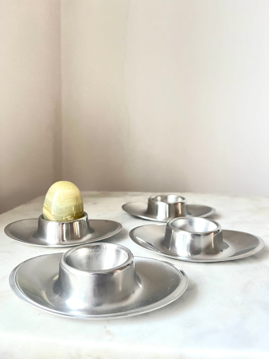 Vintage 4x WMF Tischfein egg cup, stainless steel 18/10, Germany, 1970s