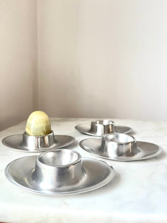 Vintage 4x WMF Tischfein egg cup, stainless steel 18/10, Germany, 1970s