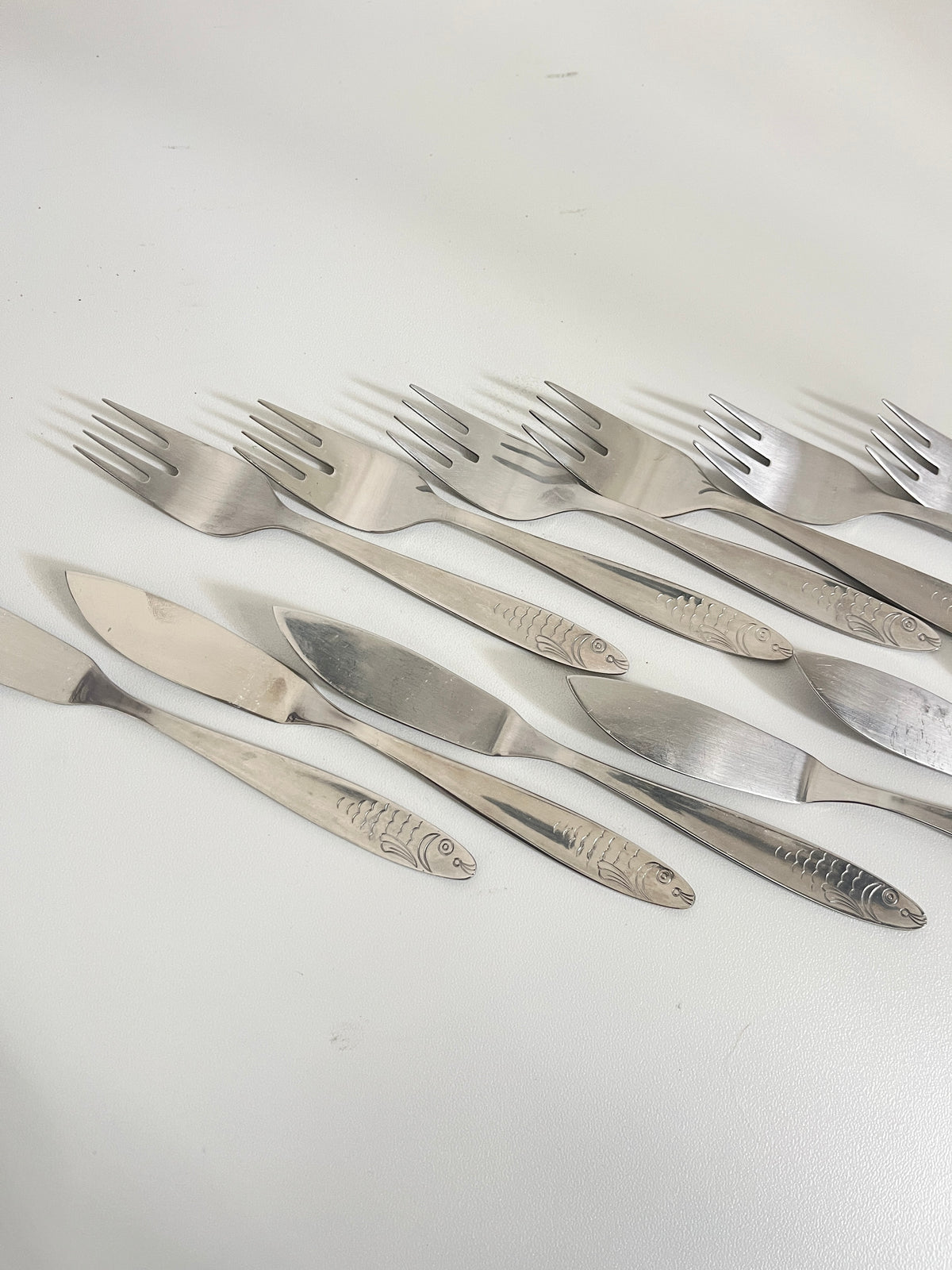 12-Piece Stainless Steel Fish Cutlery Set, WMF Cannes, Germany 1960s