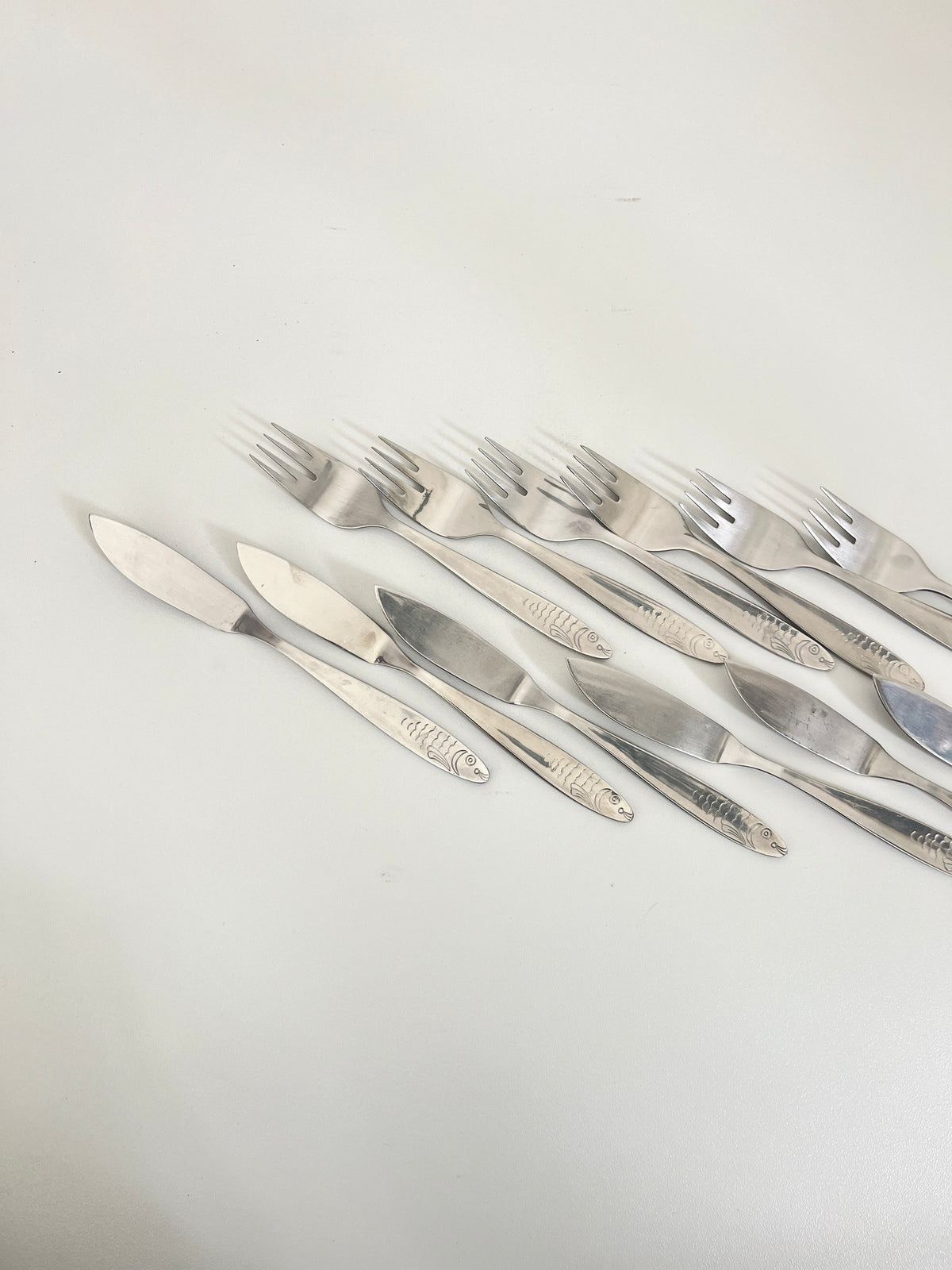 12-Piece Stainless Steel Fish Cutlery Set, WMF Cannes, Germany 1960s