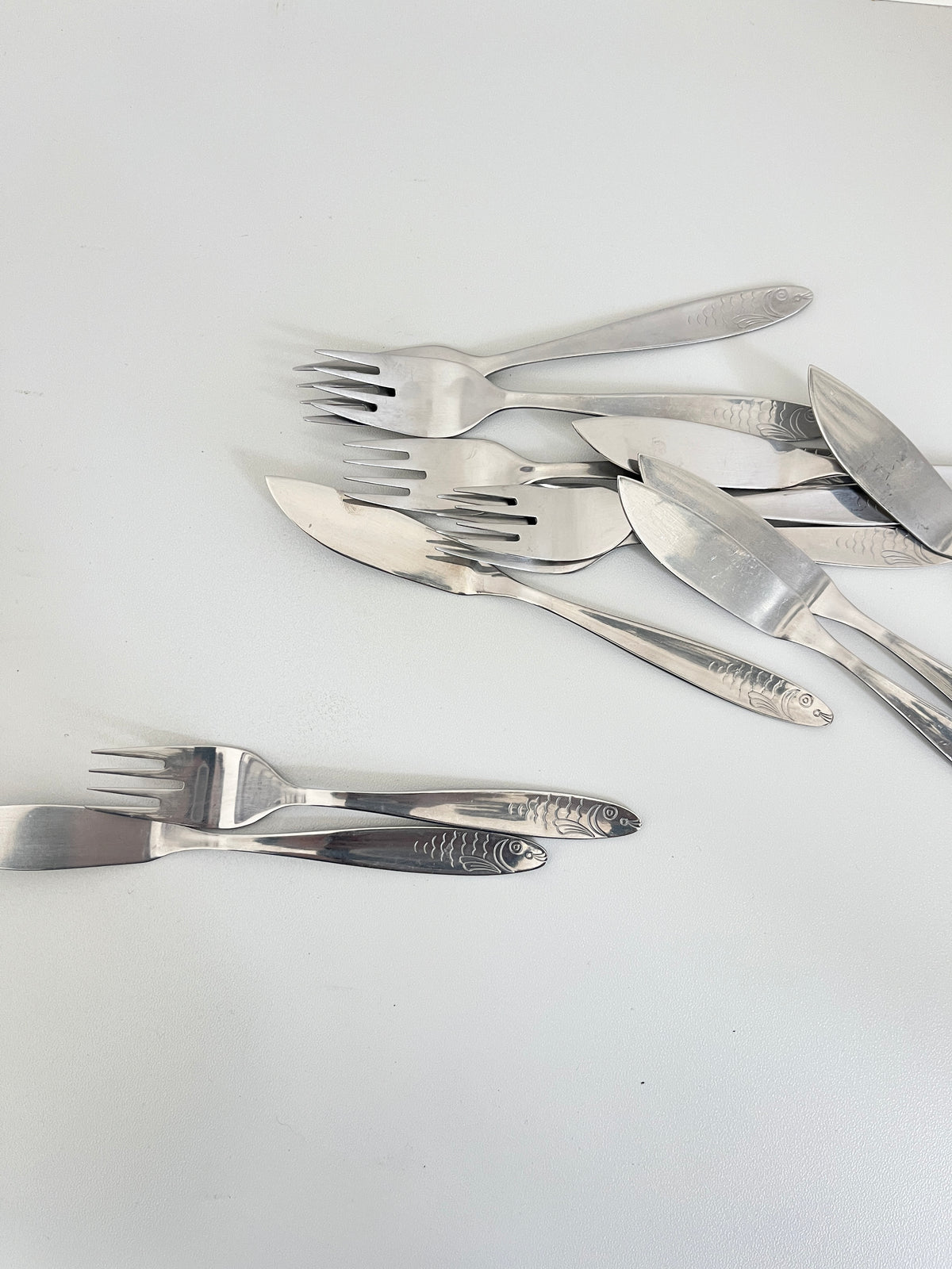 12-Piece Stainless Steel Fish Cutlery Set, WMF Cannes, Germany 1960s