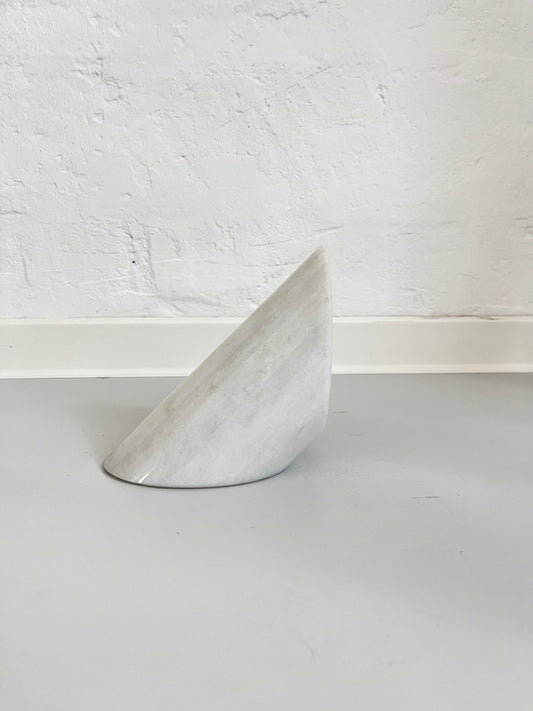 White Marble Geometric Bookend, Italy, 1980s