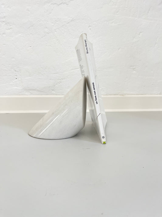 White Marble Geometric Bookend, Italy, 1980s