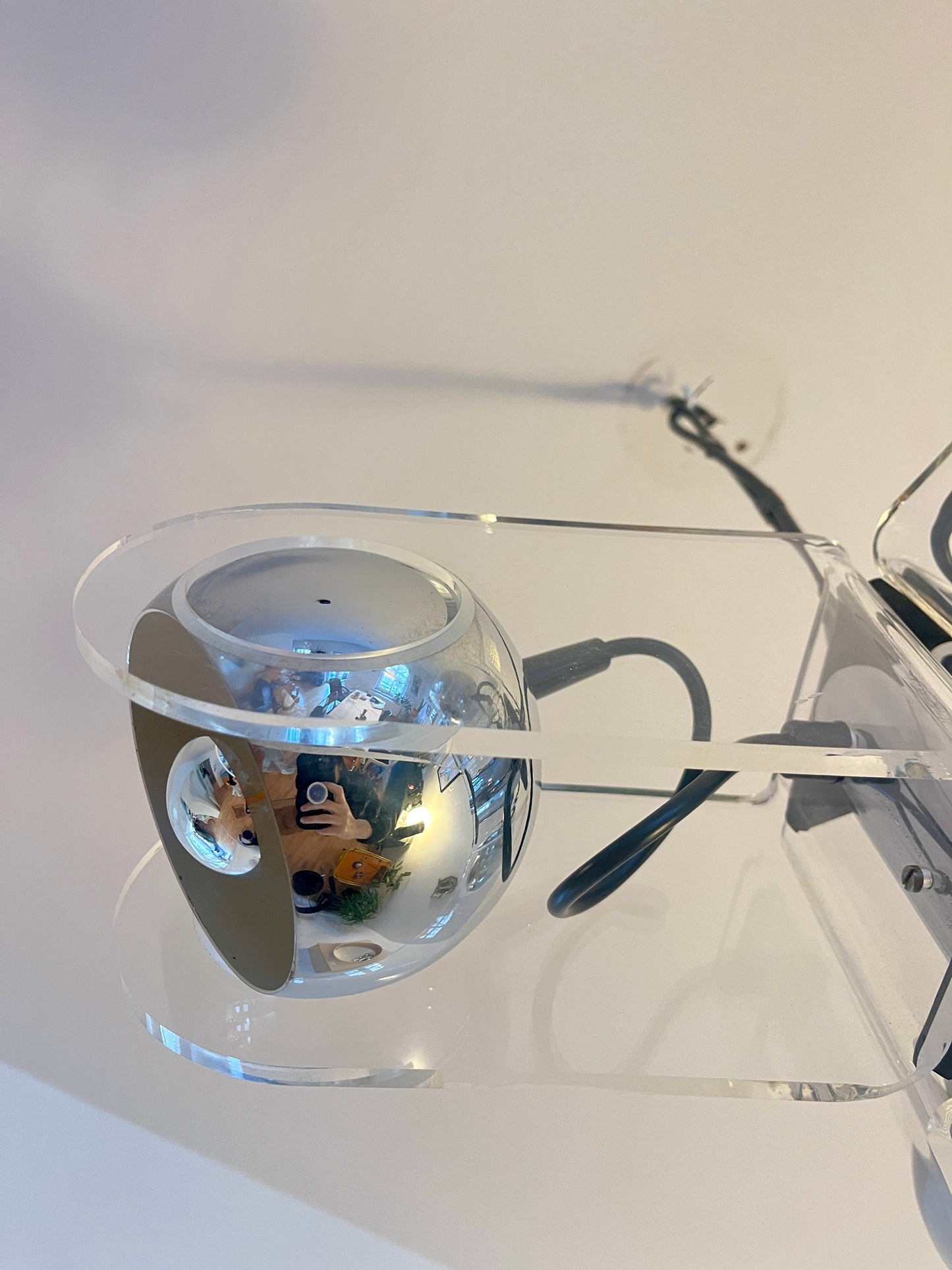 Space Age Chrome & Acrylic Pendant Lamp in the Style of Gino Sarfatti, Italy, 1970s