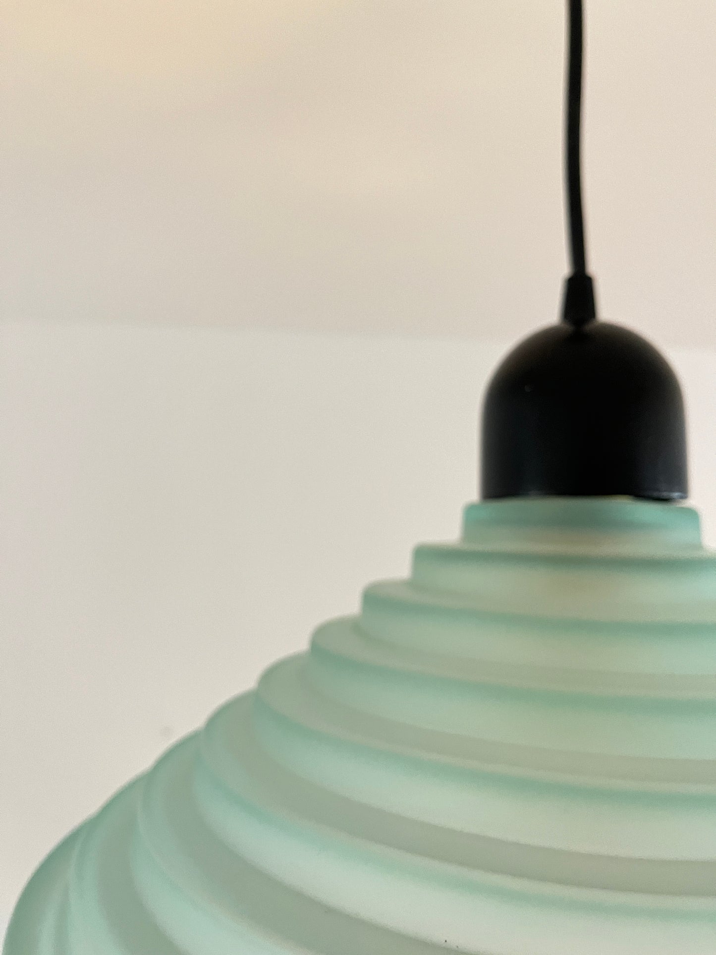 Aqua Green Honeycomb Glass Ceiling Lamp, 1980s Postmodern Pendant Light