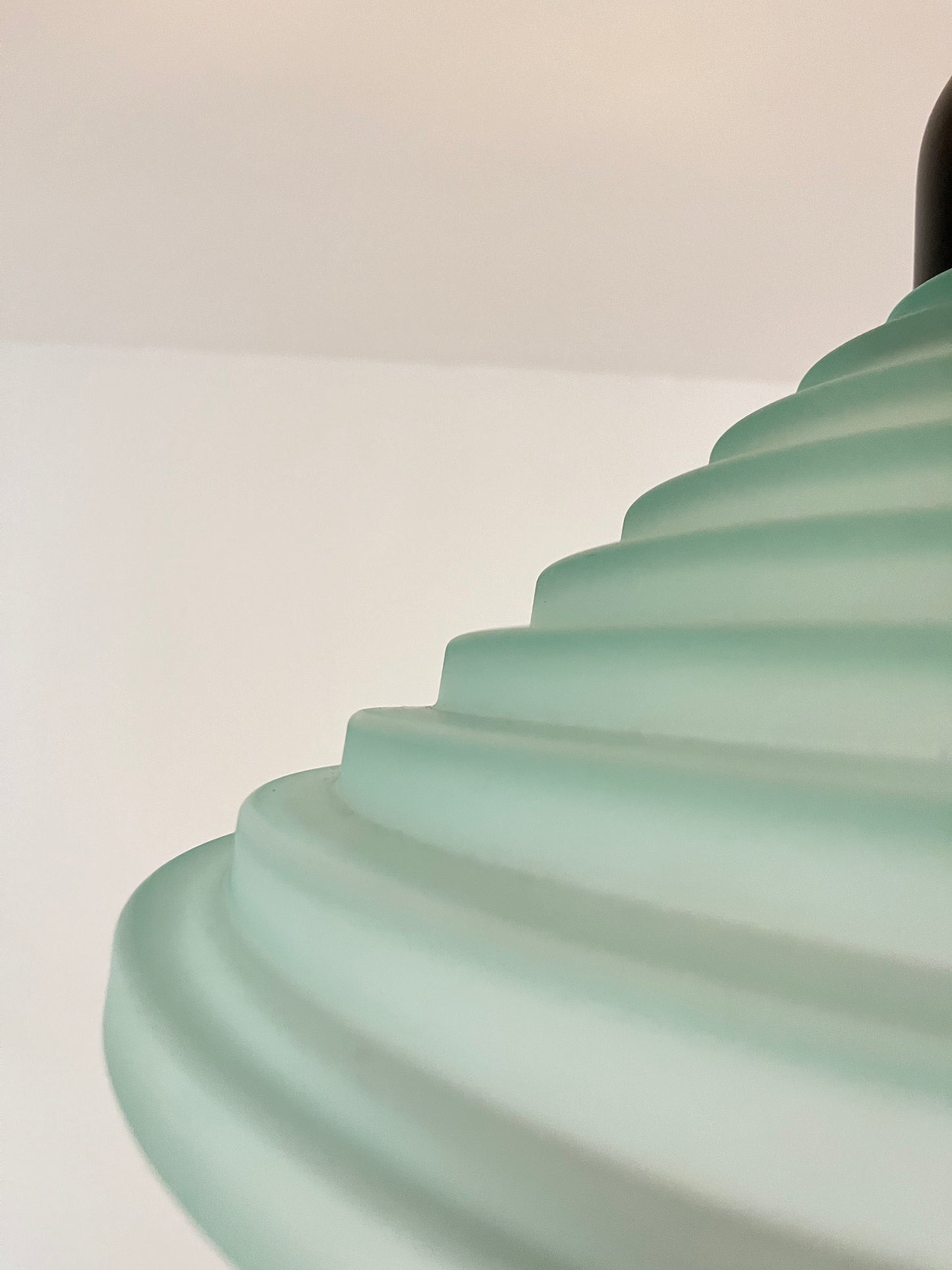 Aqua Green Honeycomb Glass Ceiling Lamp, 1980s Postmodern Pendant Light