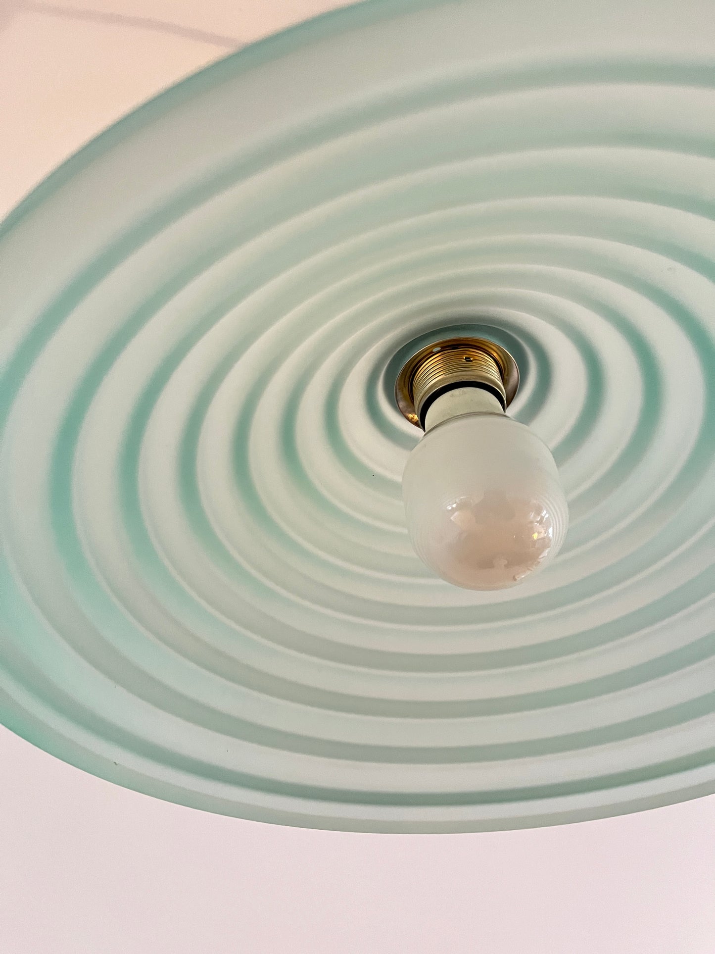 Aqua Green Honeycomb Glass Ceiling Lamp, 1980s Postmodern Pendant Light