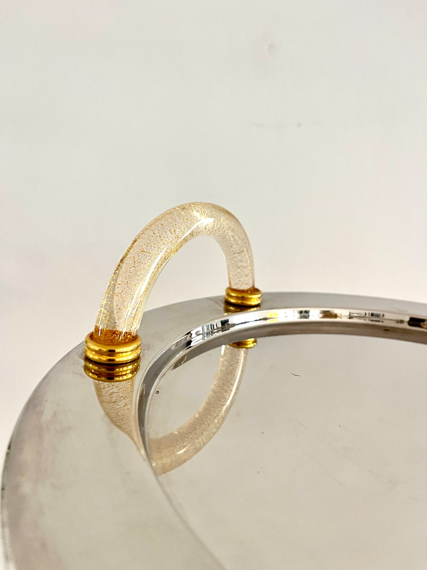 Palladium-Plated Serving Tray with Murano Glass Handle, Italy,  1980s