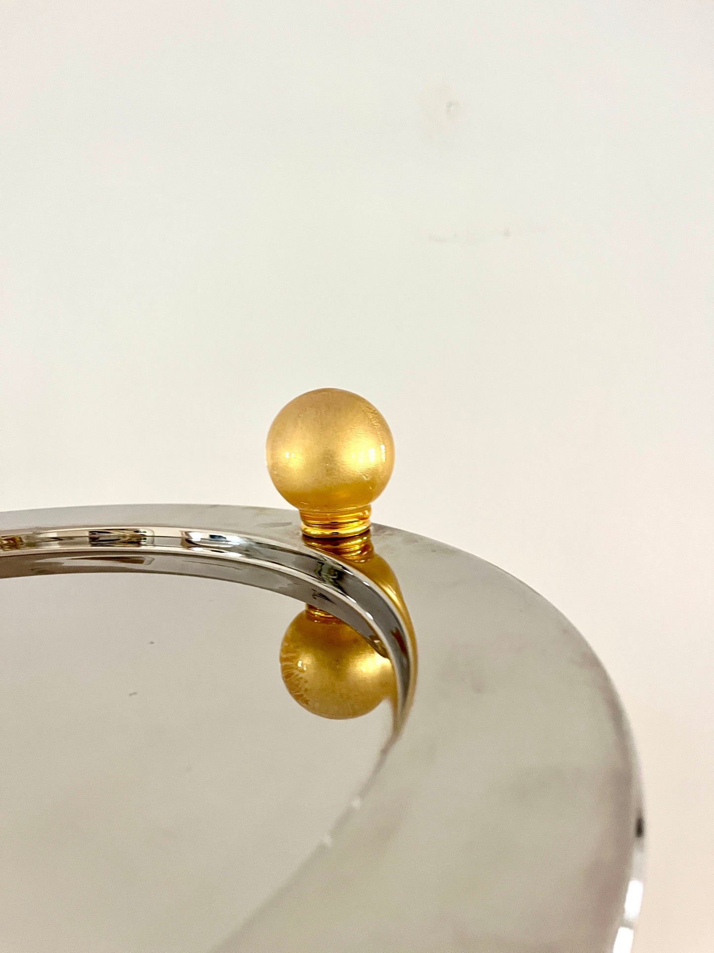 Palladium-Plated Serving Tray with Murano Glass Handle, Italy,  1980s