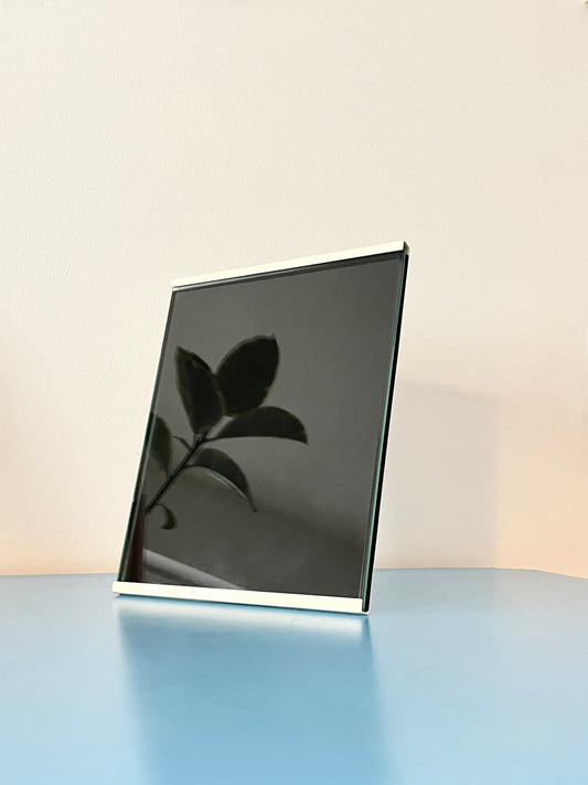 Vintage Progetti glass and metal photo frame, Italy 1980s, Progetti glass and metal photo frame