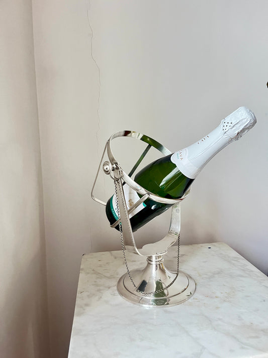 Silver-Plated Tilt Bottle Holder, Italy, 1950s