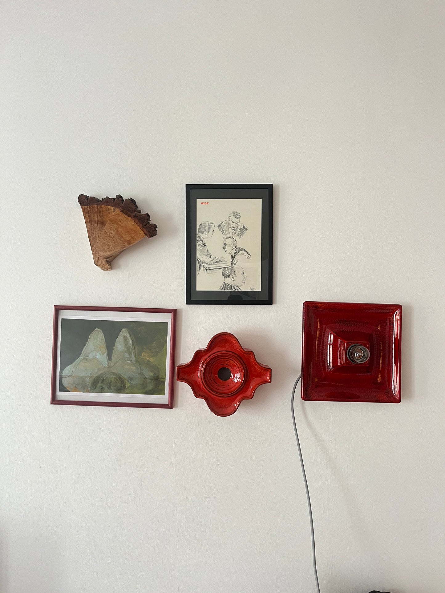 Square Red Ceramic Fat Lava Wall Lamp by Hustadt Leuchten, Germany, 1970s