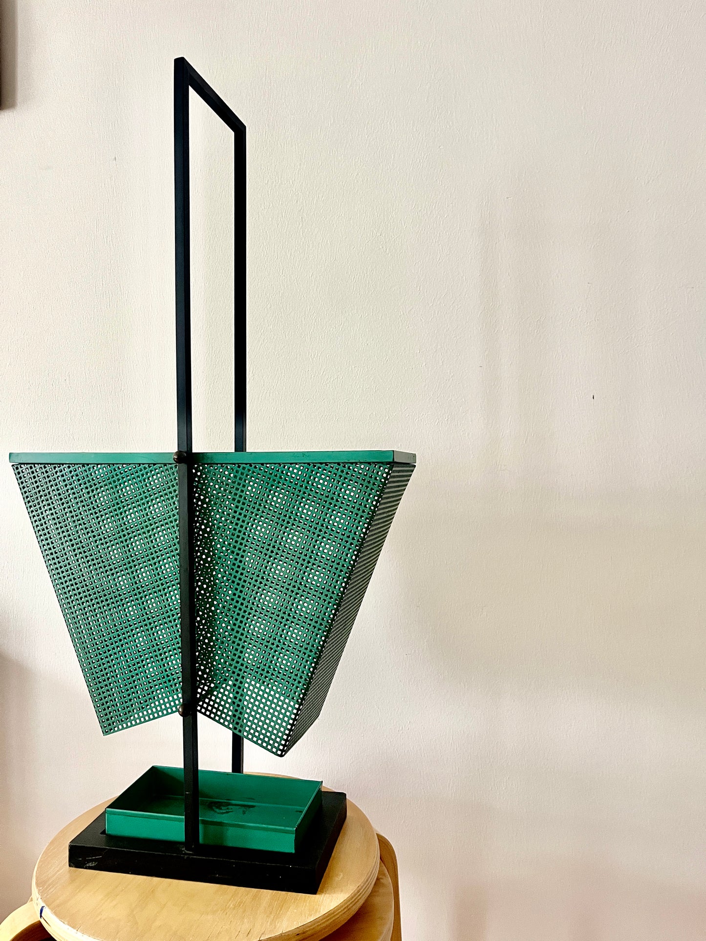 Green and black Metal Umbrella Stand, Rockabilly Style, 1950s