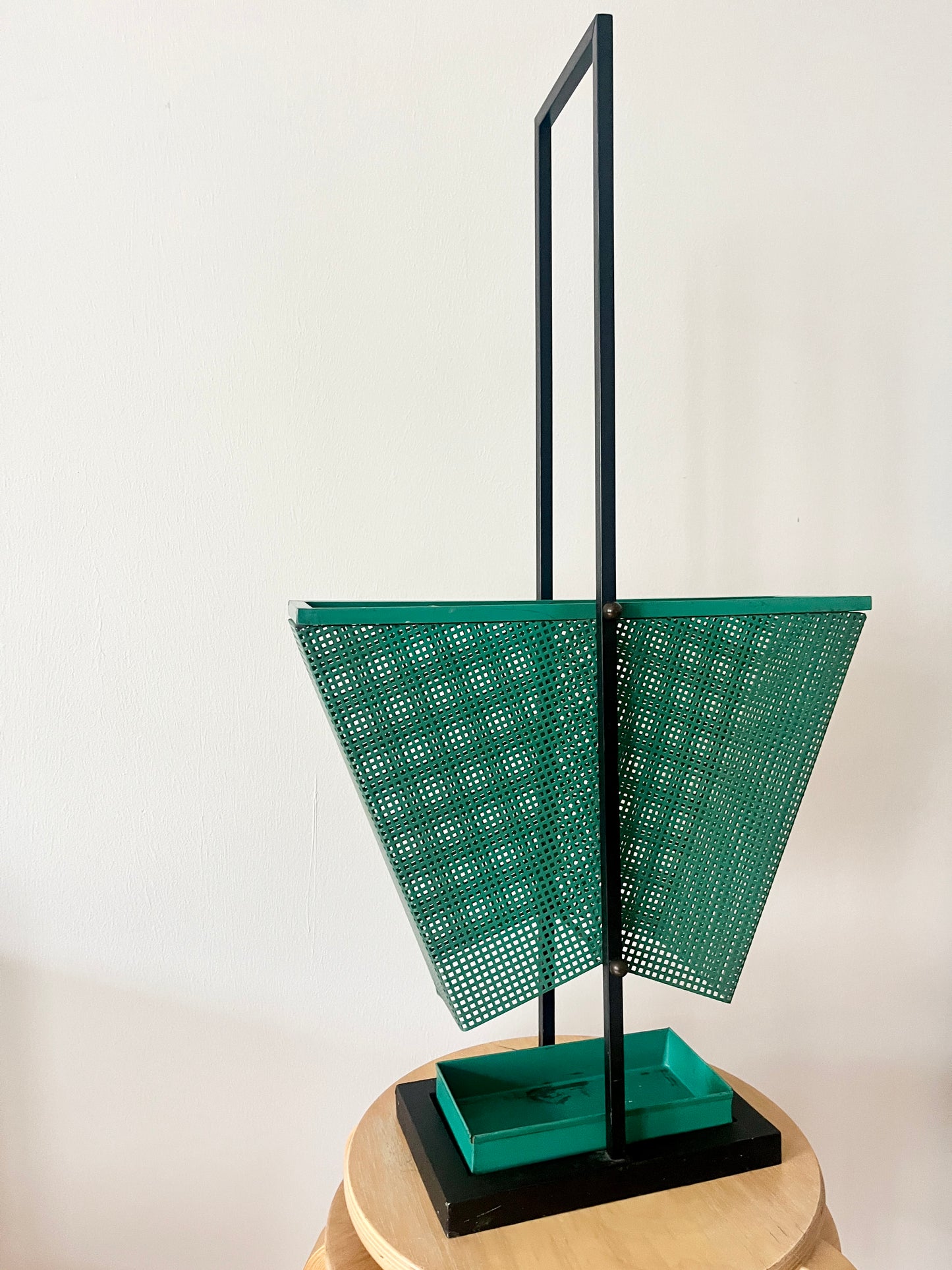 Green and black Metal Umbrella Stand, Rockabilly Style, 1950s
