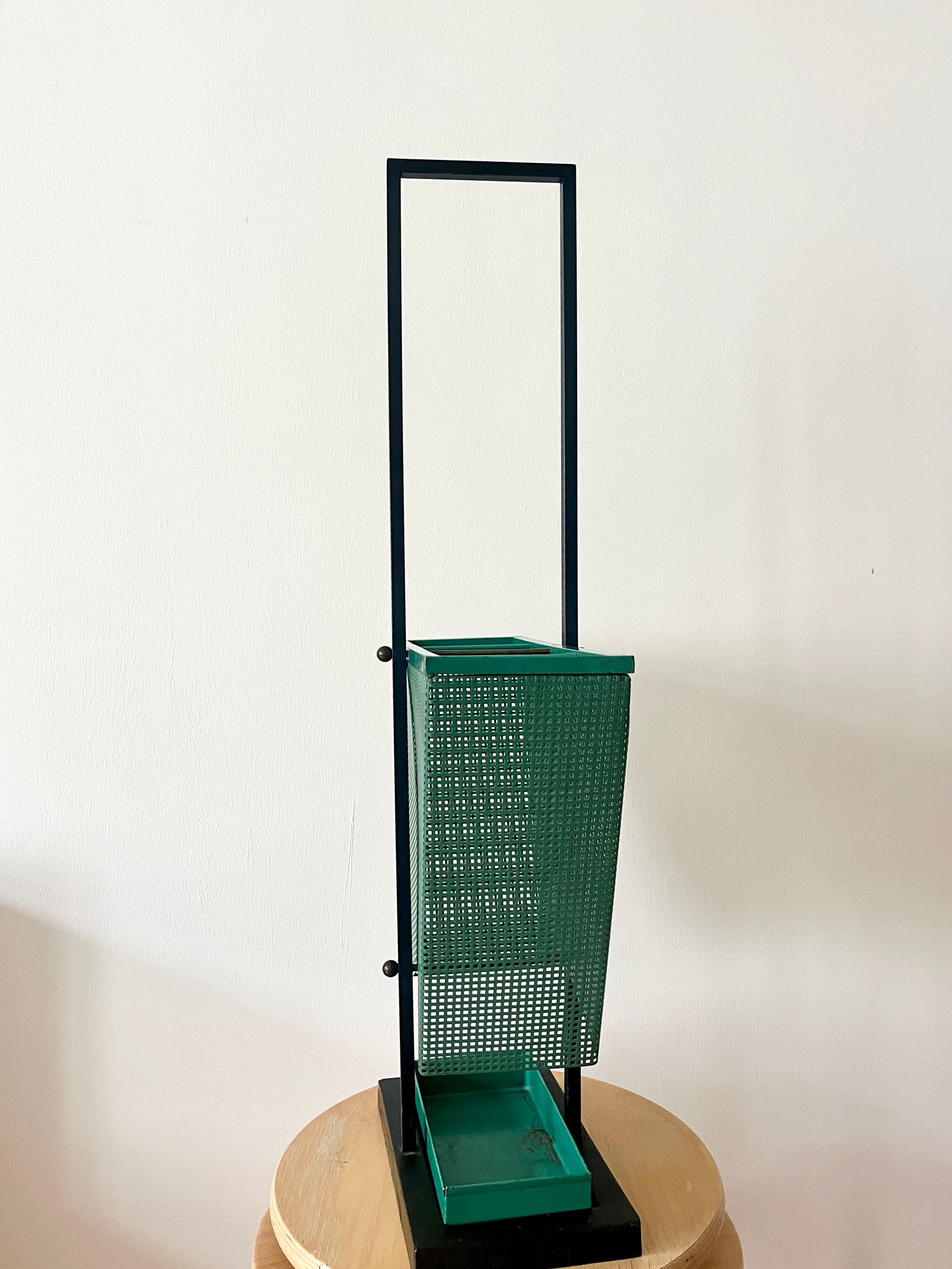 Green and black Metal Umbrella Stand, Rockabilly Style, 1950s