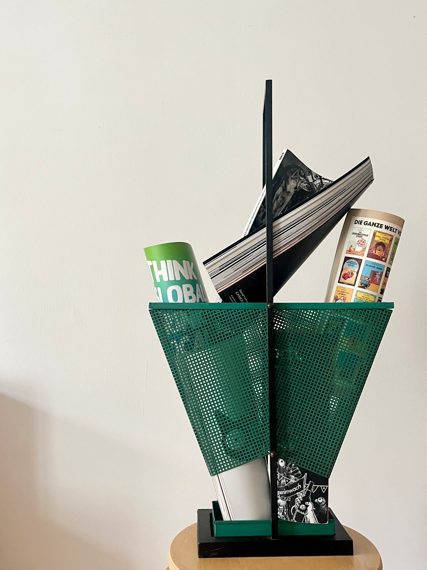 Green and black Metal Umbrella Stand, Rockabilly Style, 1950s