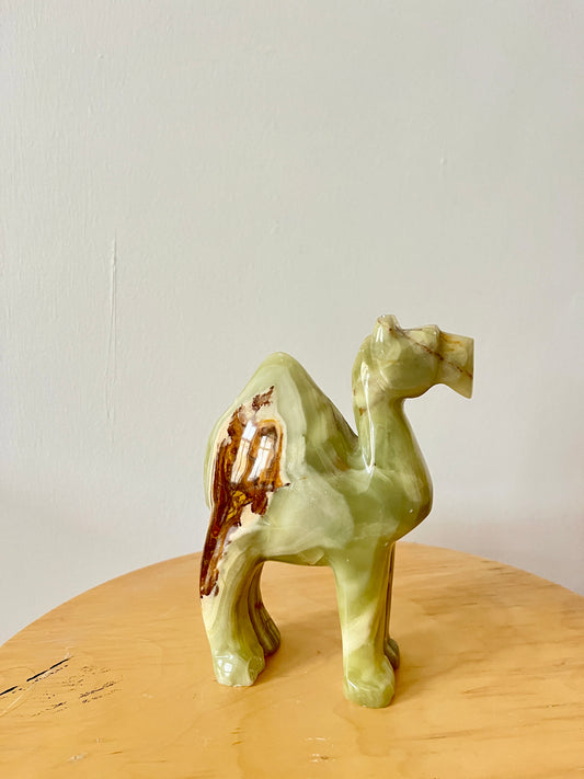 Hand-Carved Green Onyx Dromedary Figurine, 1970s