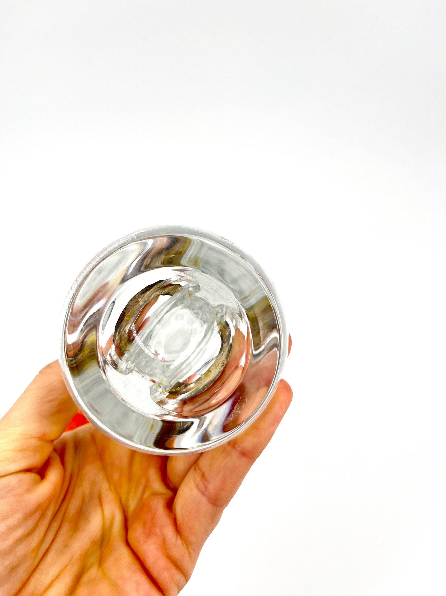 Rare vintage crystal and 800 silver vase by Taddei Sestini, Italy 1970s, geometric crystal vase, mid-century Italian design