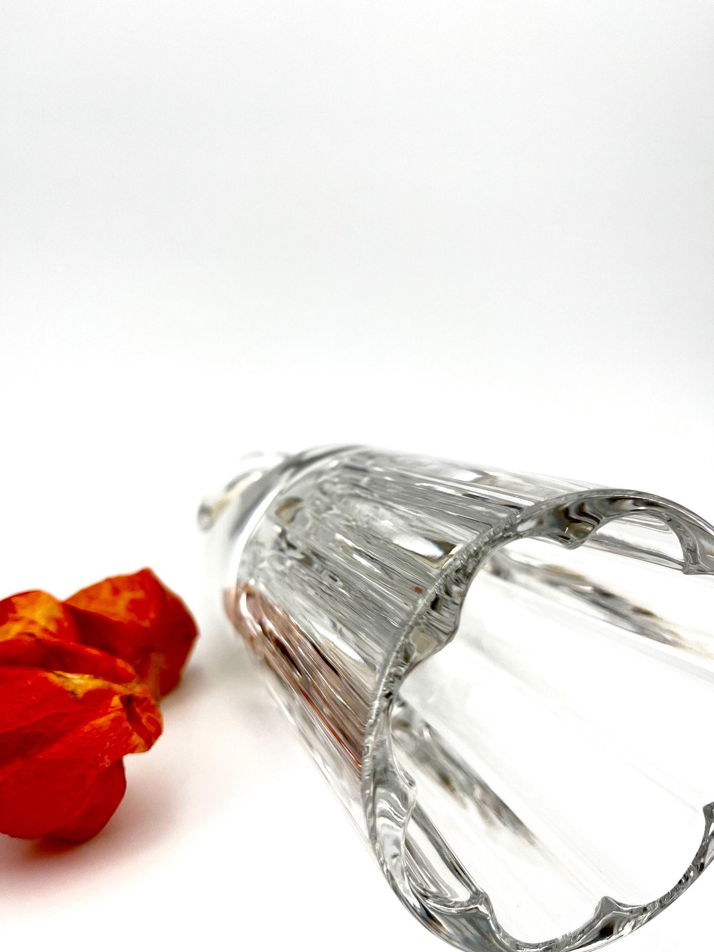 Rare vintage crystal and 800 silver vase by Taddei Sestini, Italy 1970s, heavy crystal vase with silver mount