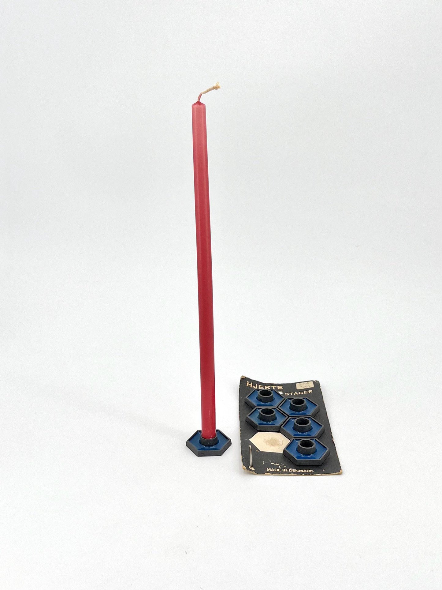 Vintage HJERTE Blue Enamel Hexagonal Candle Holders, Set of 6, Denmark, 1960s