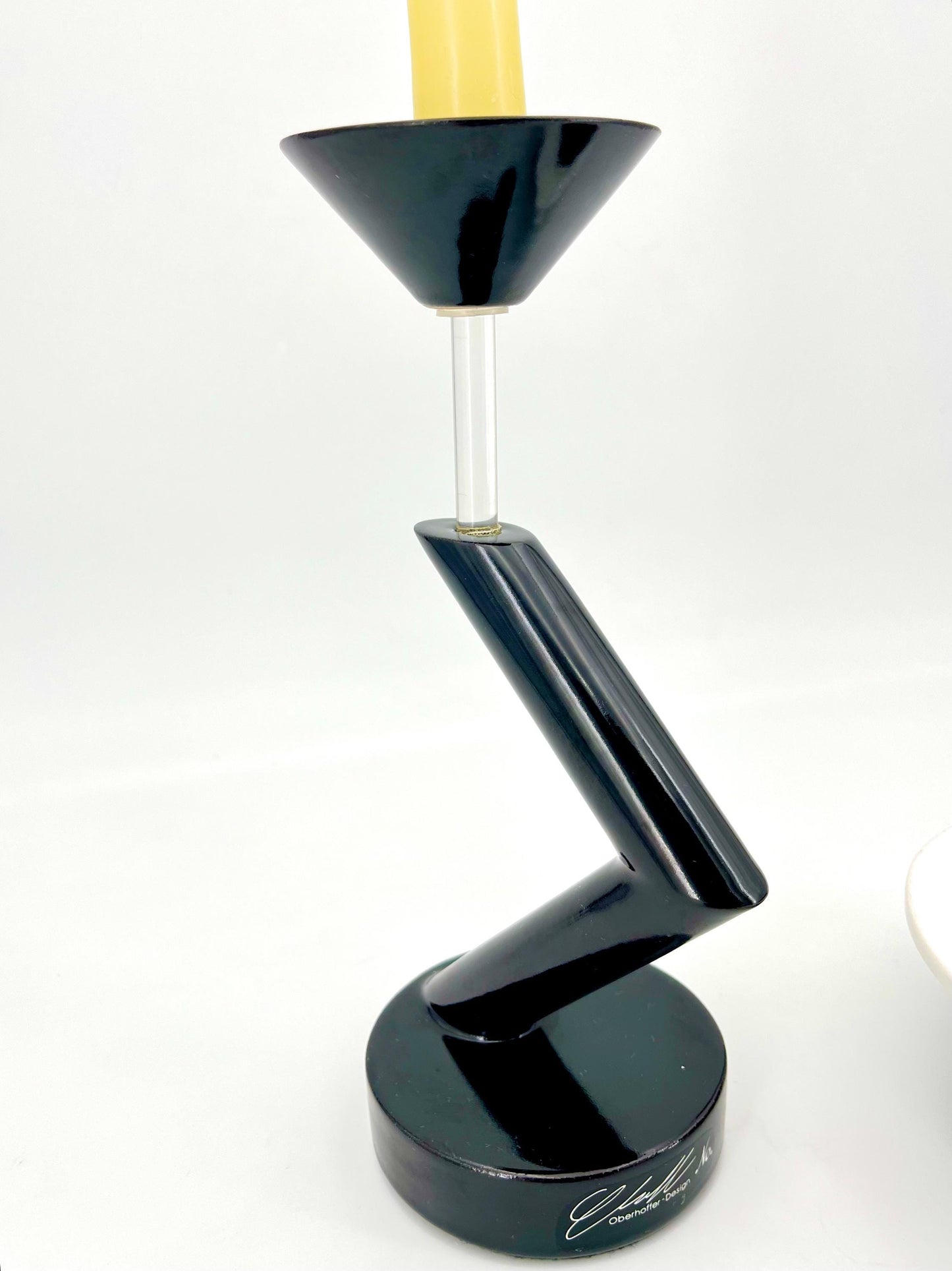 Schwarzer Keramik-Kerzenhalter im Space-Age-Stil von Oberhoffer Nr. 1497, Deutschland, 1970er Jahre