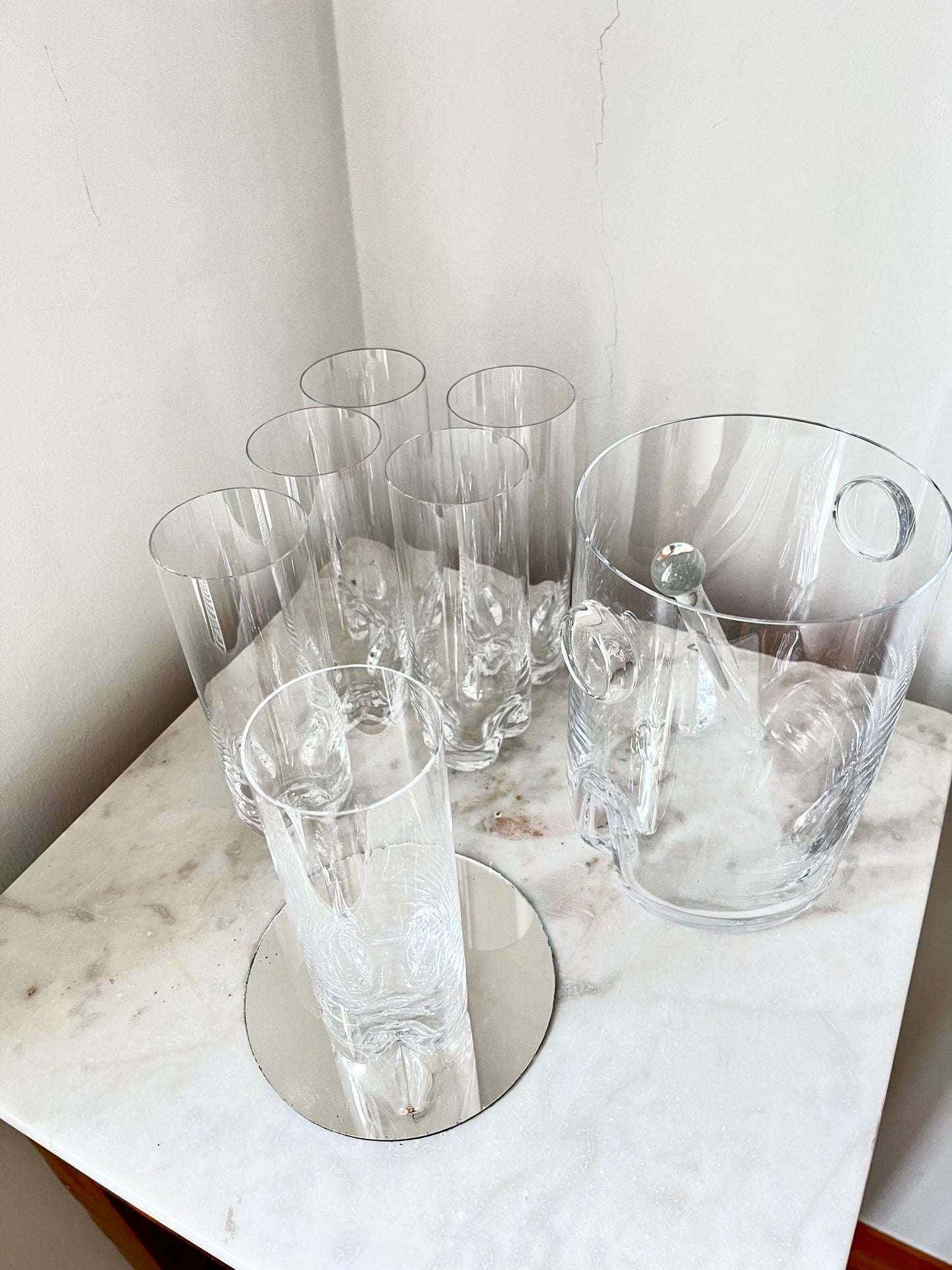 Vintage Bohemian crystal cocktail set, Czech Republic 1980s, Bohemian crystal barware set
