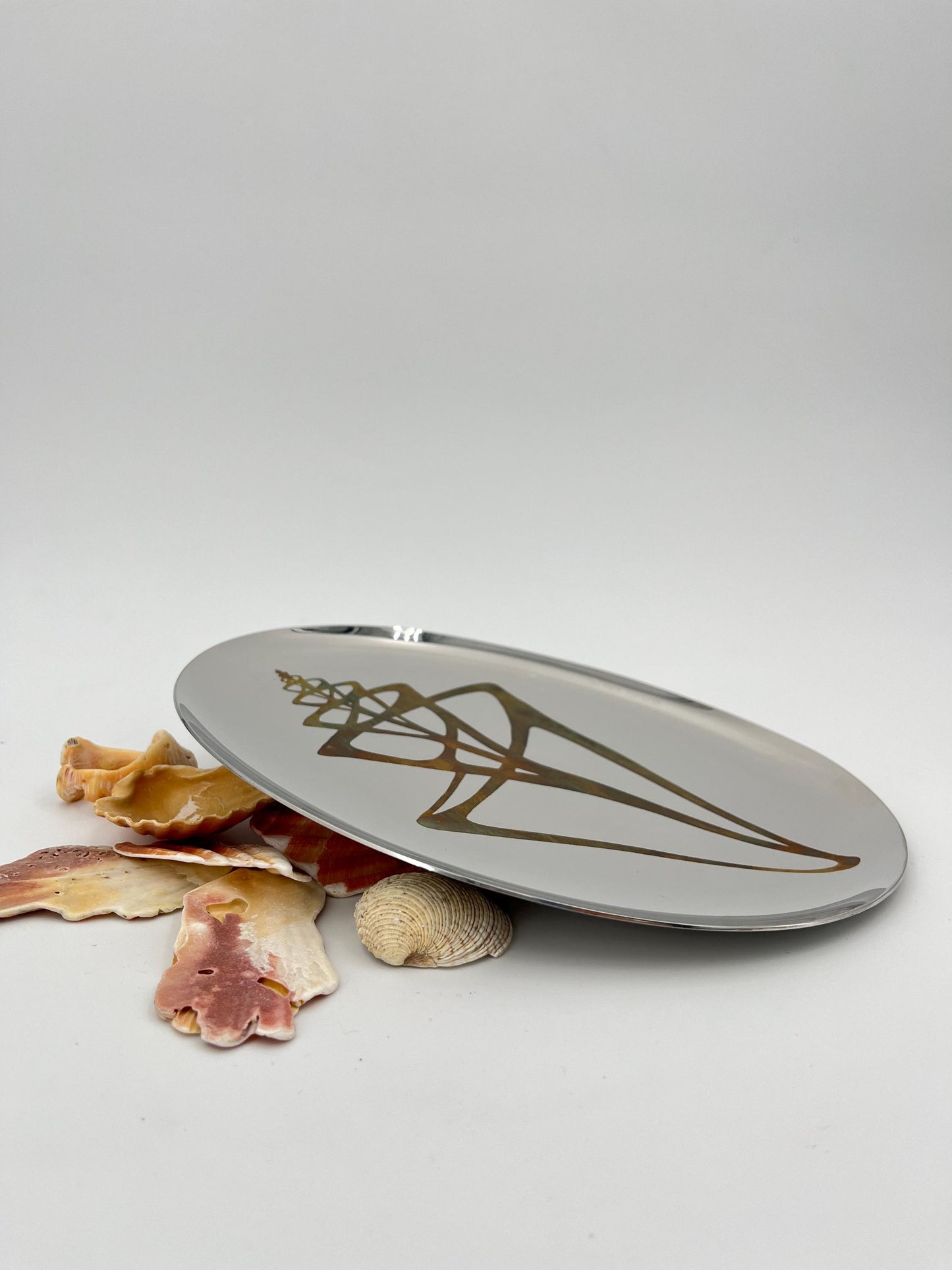 Steel Plate with Bronze Shell Design, Sambonet, Italy, 1980a