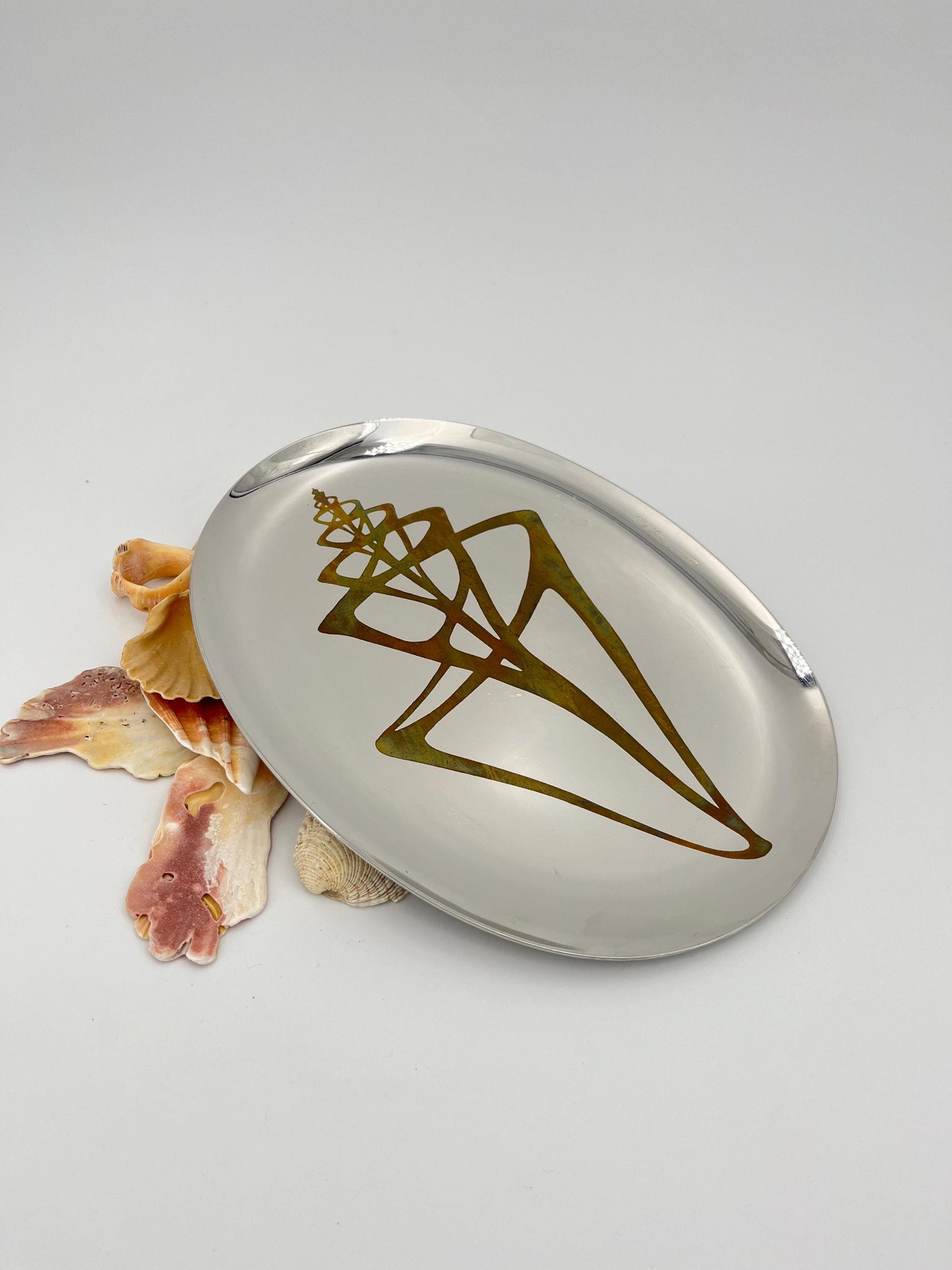 Steel Plate with Bronze Shell Design, Sambonet, Italy, 1980a