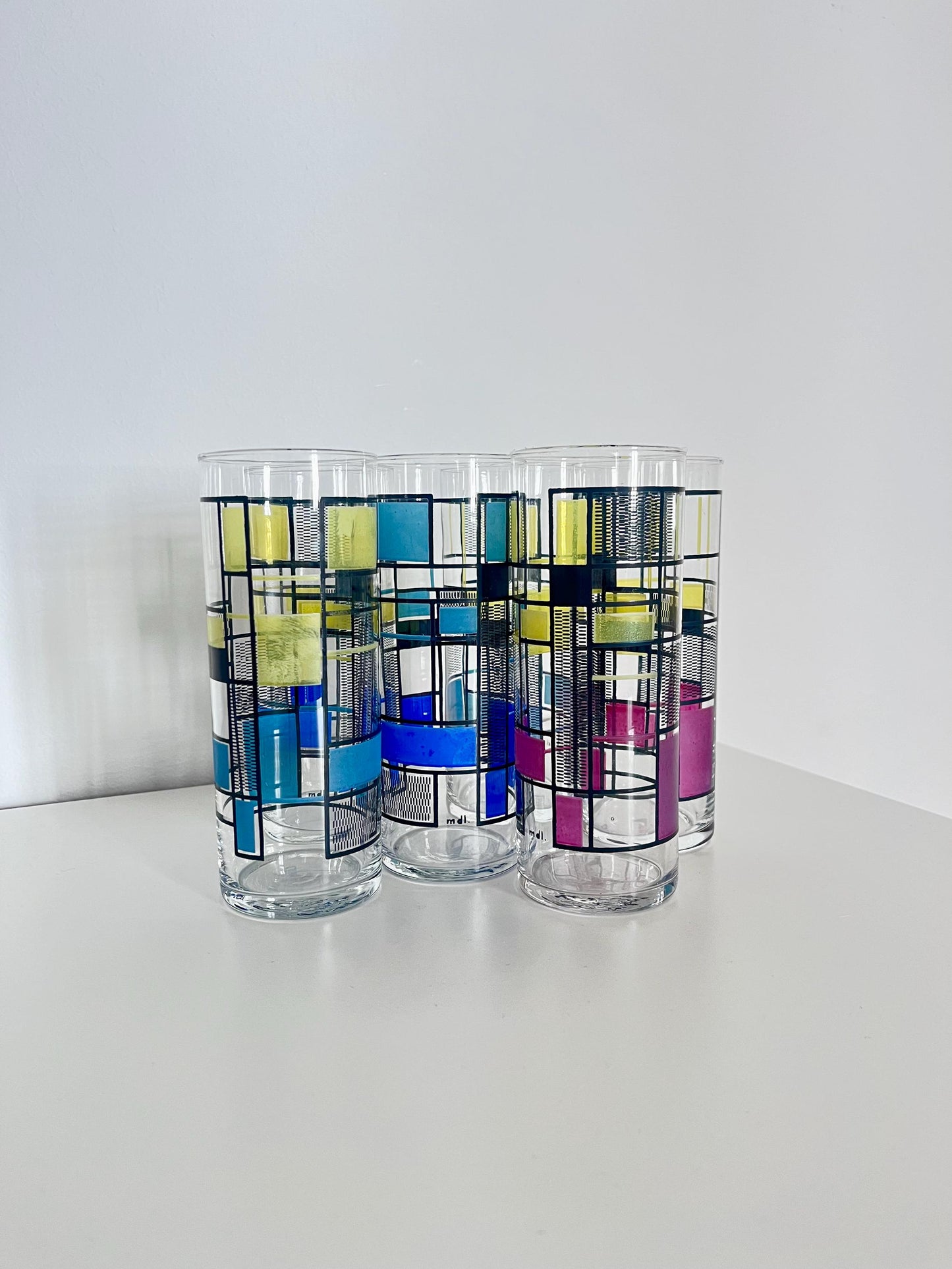 Set aus 6 handbemalten Vintage-Gläsern, USA, 1950er-60er Jahre