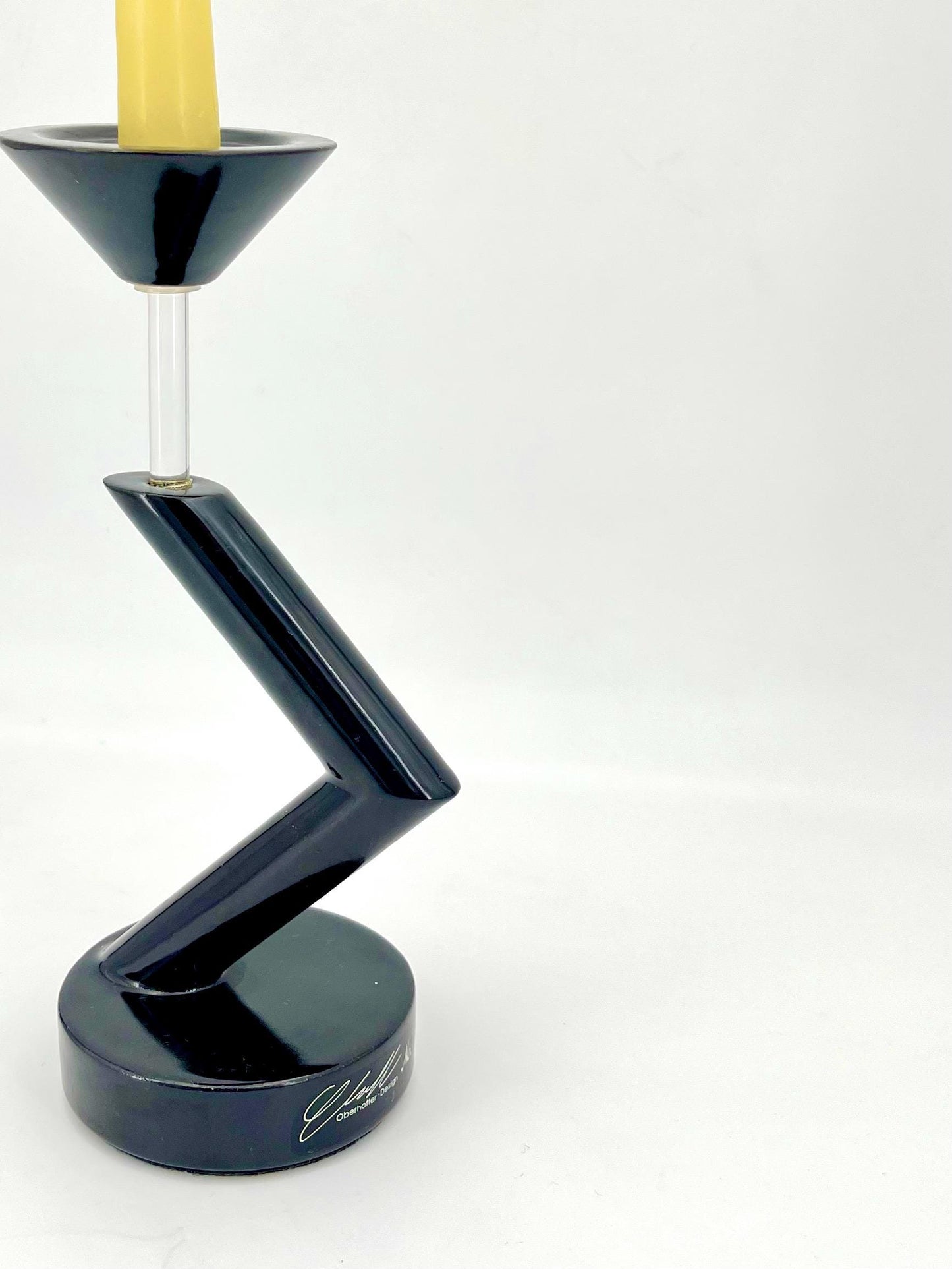 Schwarzer Keramik-Kerzenhalter im Space-Age-Stil von Oberhoffer Nr. 1497, Deutschland, 1970er Jahre