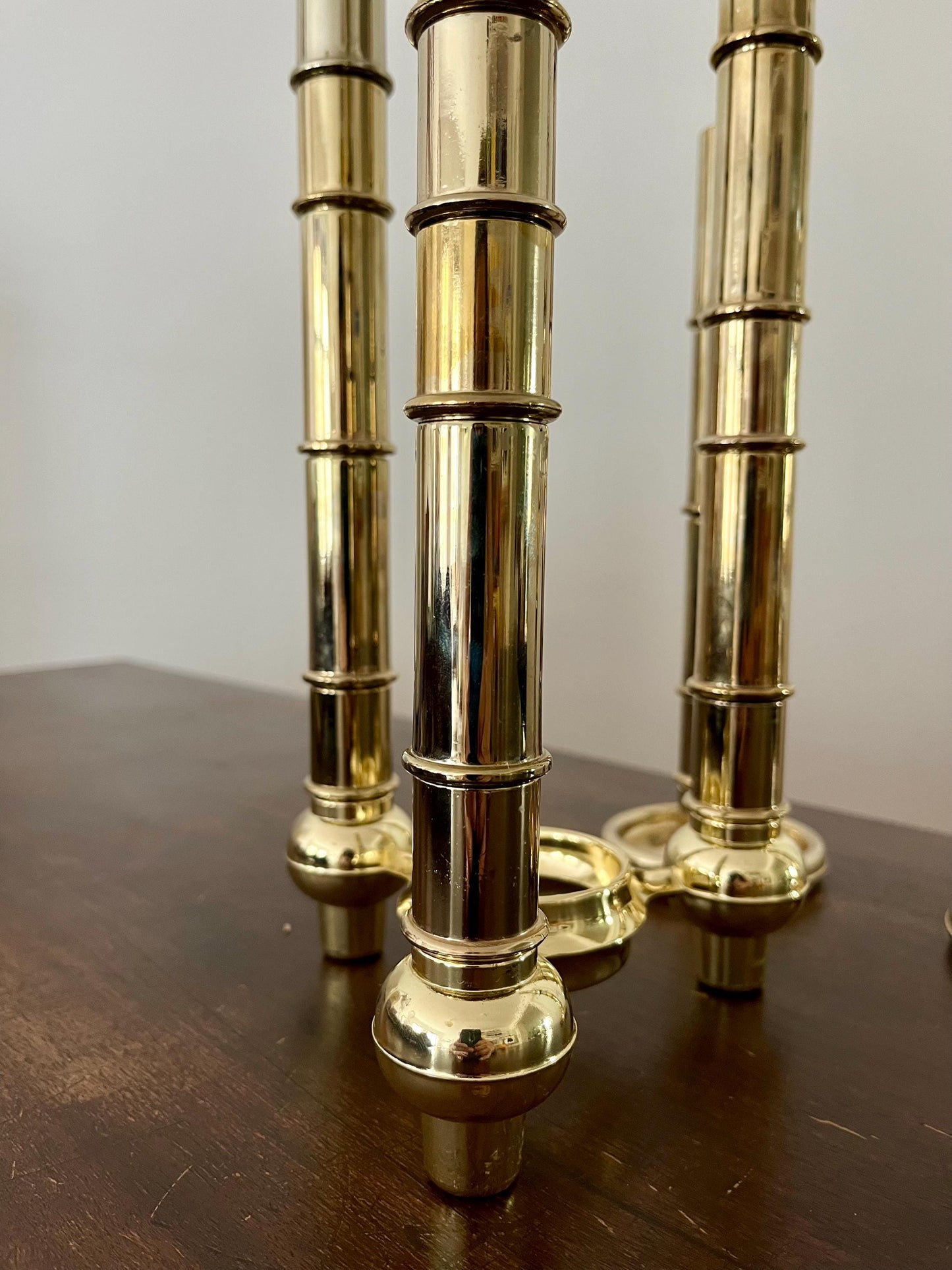 Very Rare Modular Scandinavian Brass Candlestick, 33-Piece Mid-Century Plug-In, Stoff Nagel System