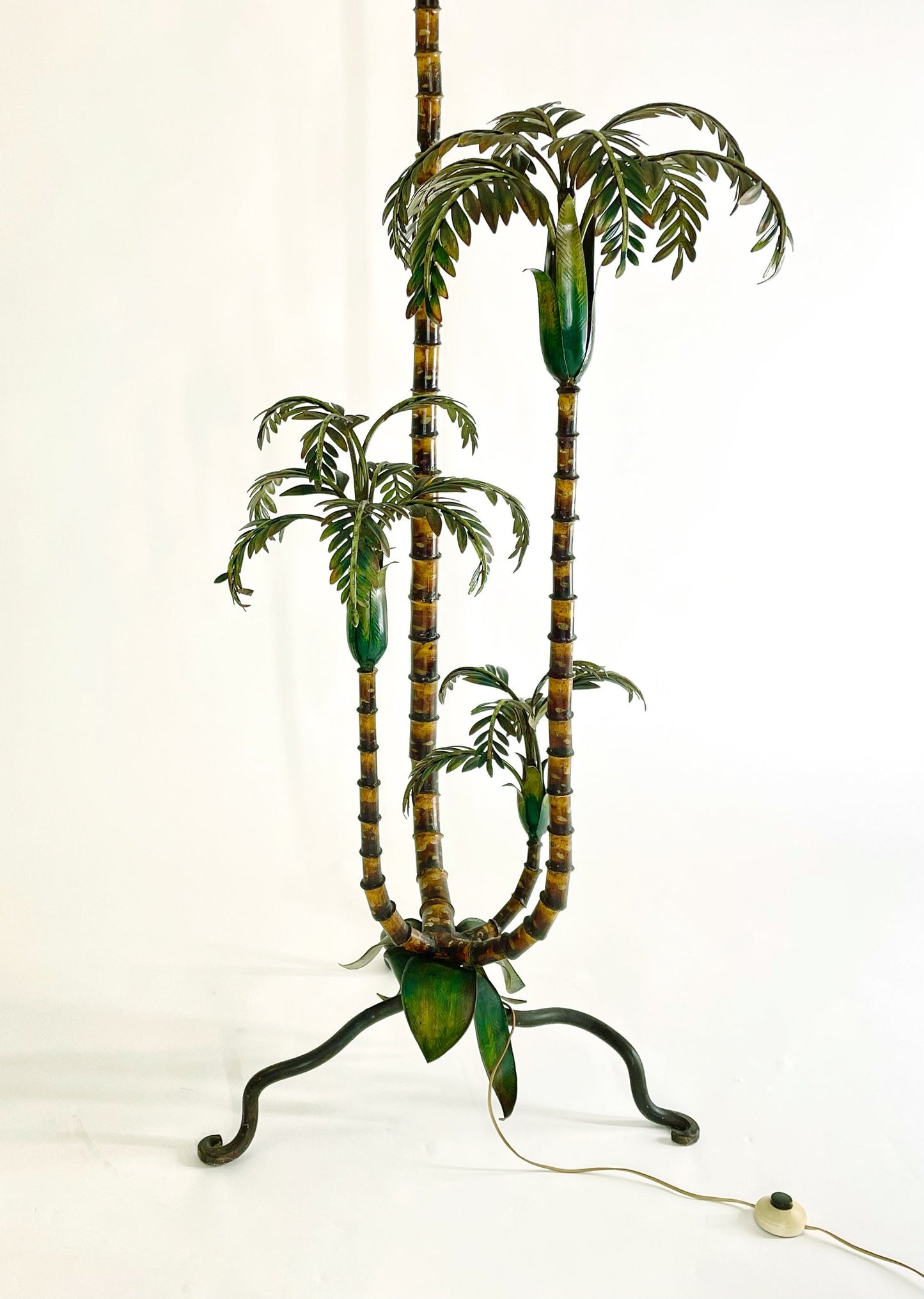 Palm Tree Floor Lamp, Handcrafted Painted Metal, France, 1920s