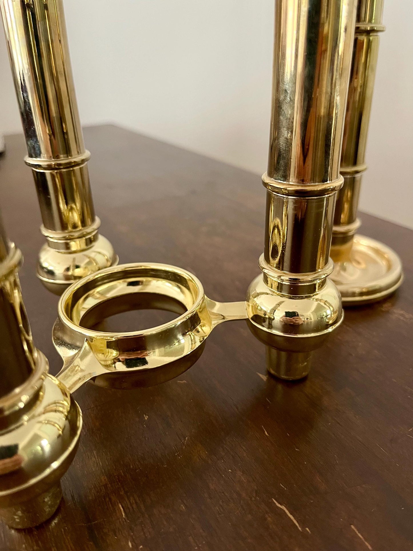 Very Rare Modular Scandinavian Brass Candlestick, 33-Piece Mid-Century Plug-In, Stoff Nagel System
