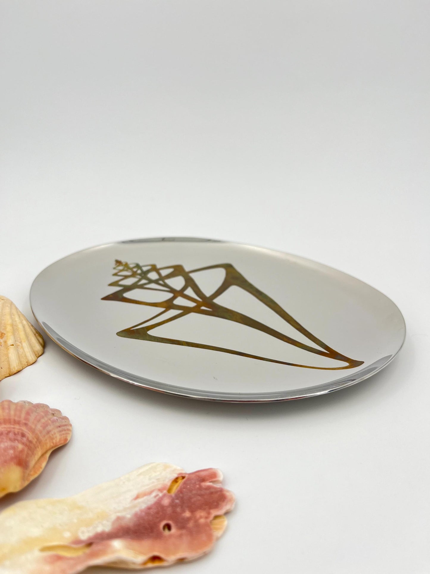 Steel Plate with Bronze Shell Design, Sambonet, Italy, 1980a
