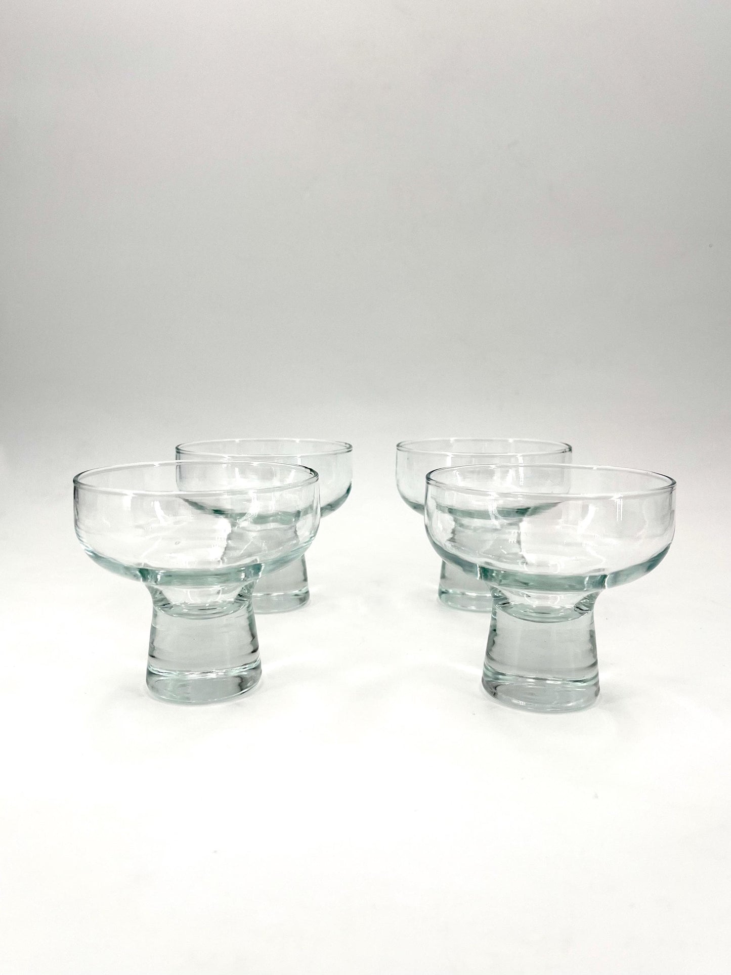 Vintage handmade glass candle holders or champagne glasses, set of 4, 1960s, candle holders that double as champagne glasses