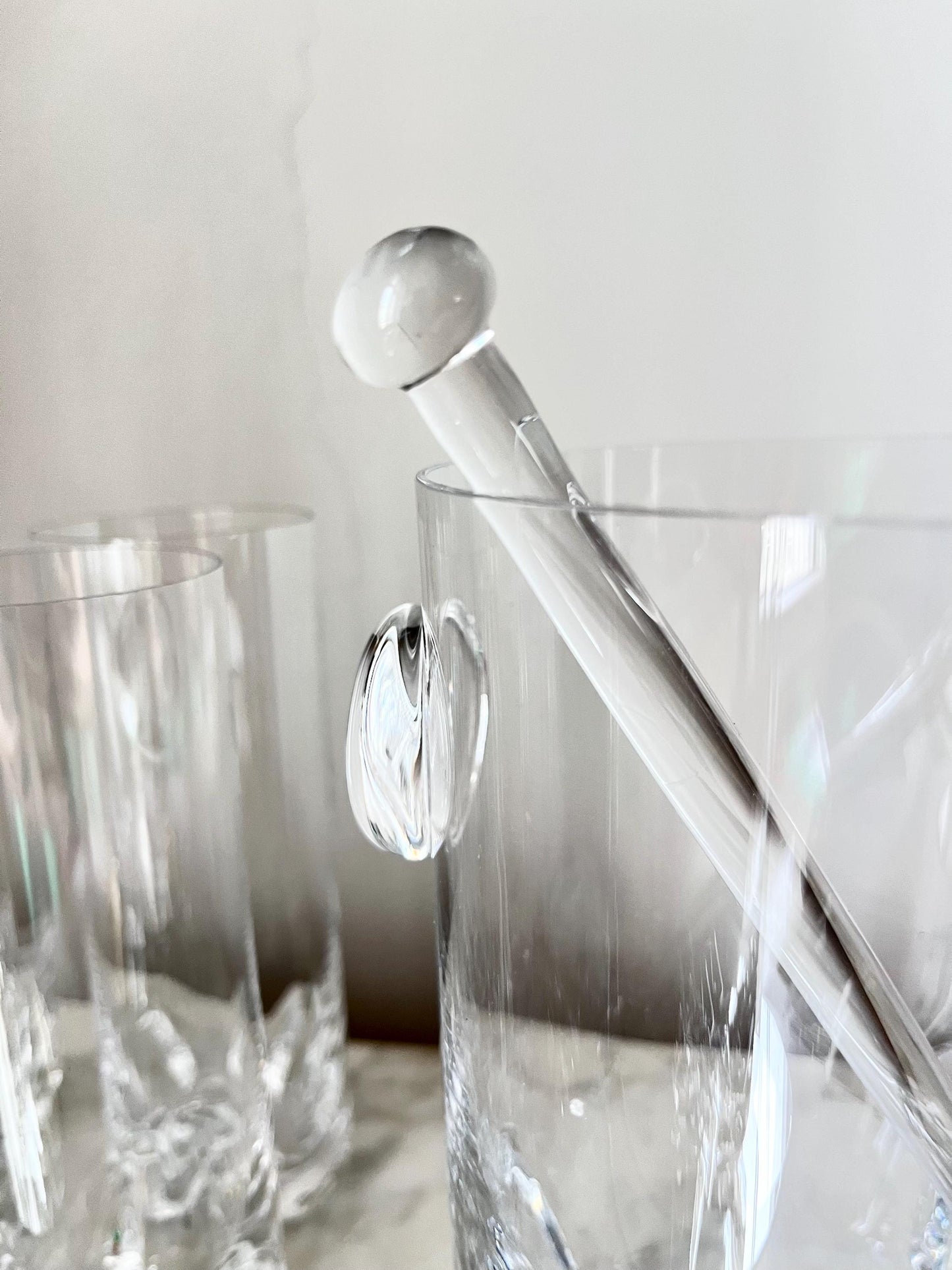 Vintage Bohemian crystal cocktail set, Czech Republic 1980s, vintage crystal ice bucket for entertaining