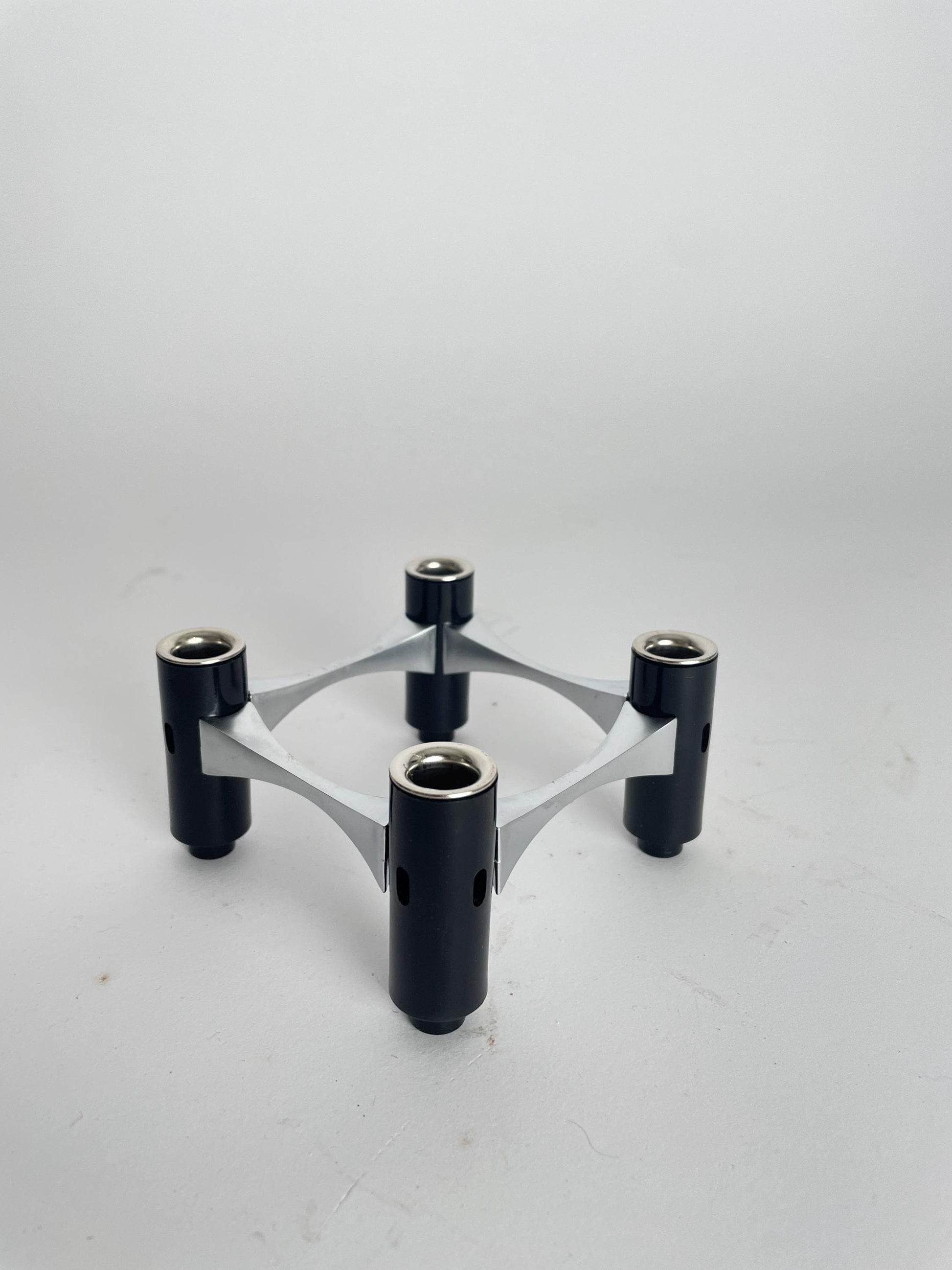 BMF Modular Candle Holder, Black & Silver, with Original Box, Germany, 1960s