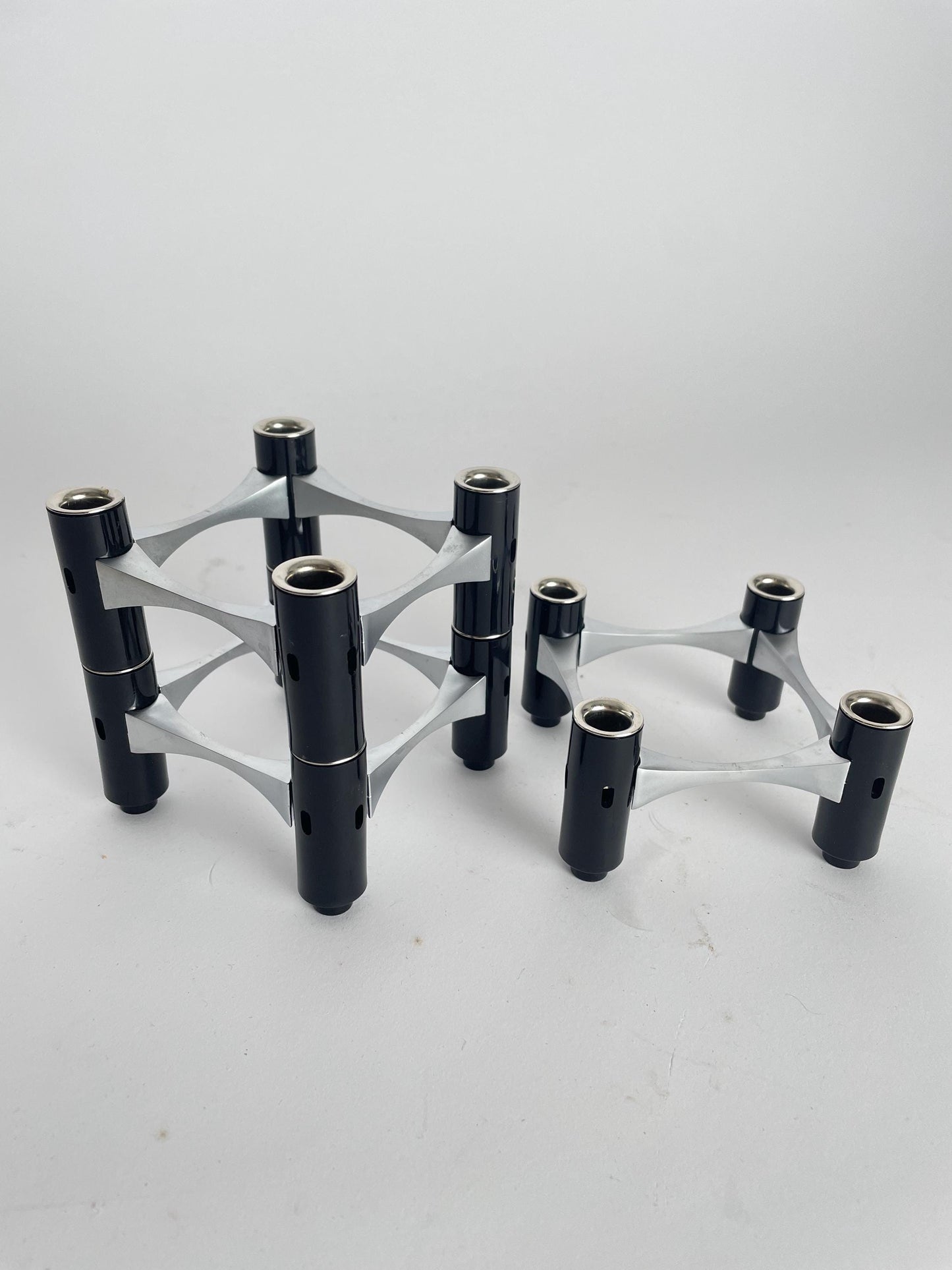 BMF Modular Candle Holder, Black & Silver, with Original Box, Germany, 1960s