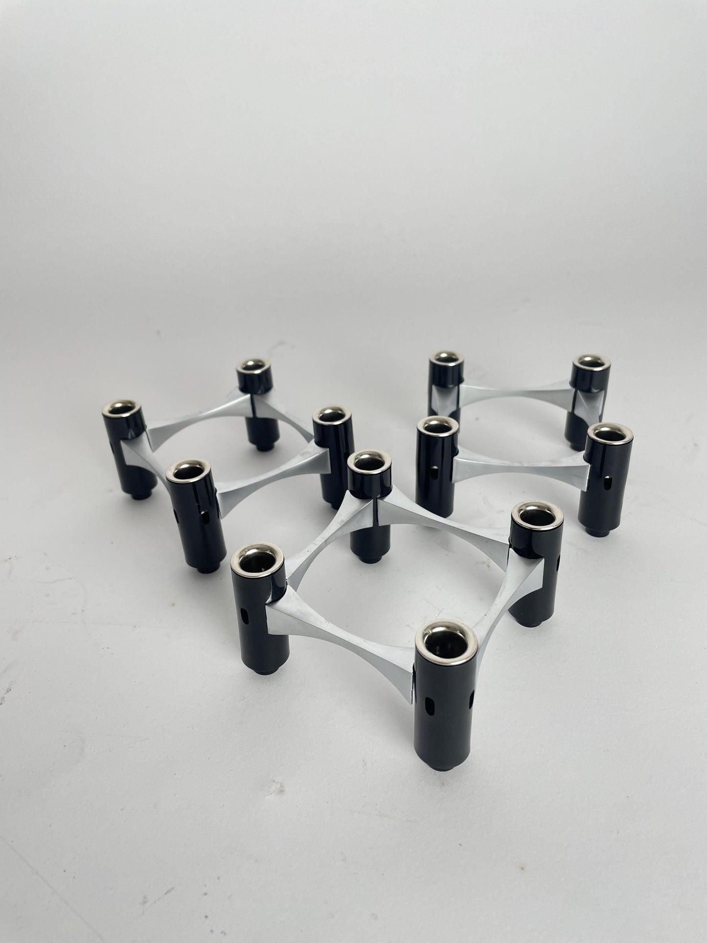 BMF Modular Candle Holder, Black & Silver, with Original Box, Germany, 1960s