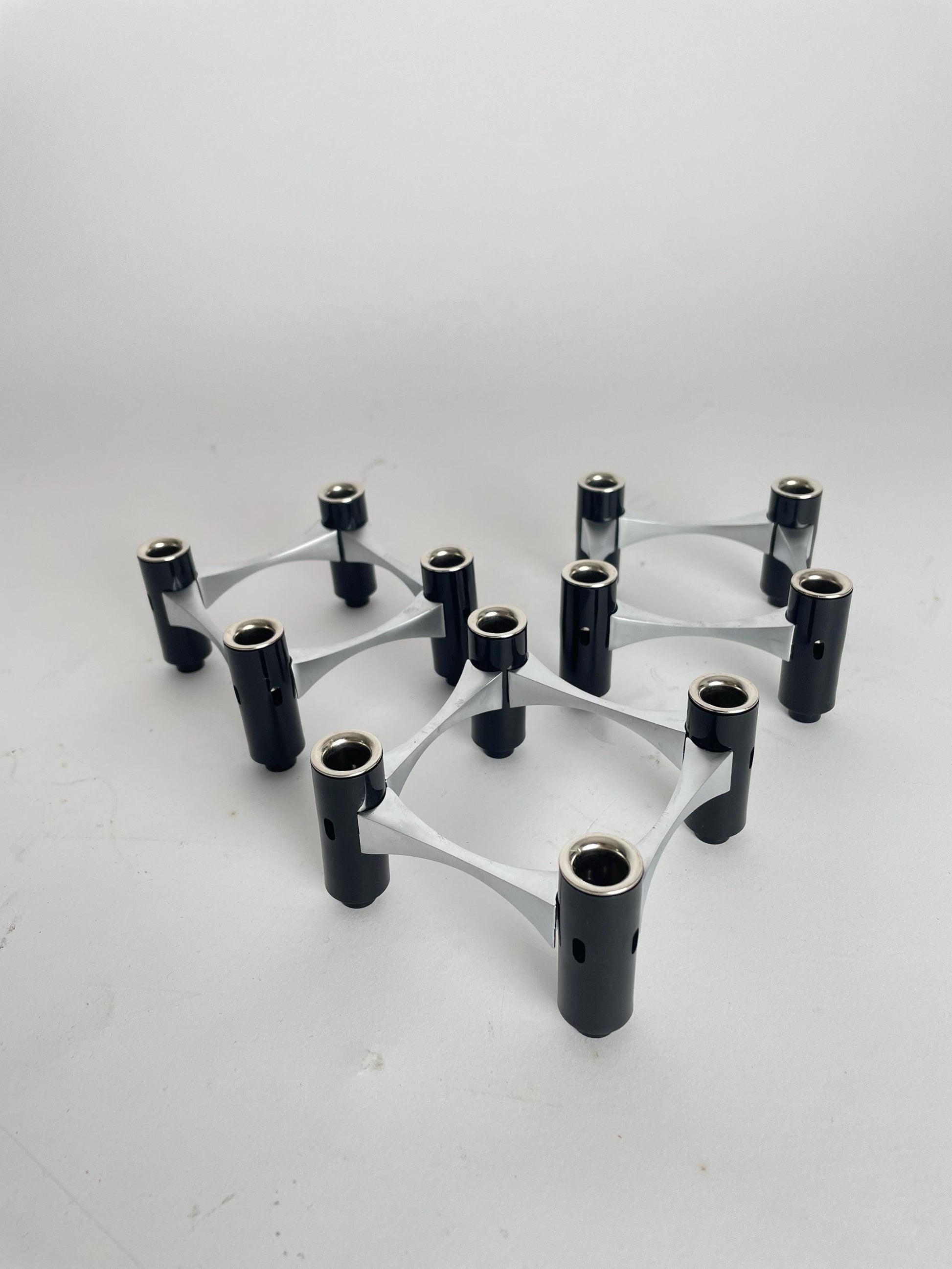 BMF Modular Candle Holder, Black & Silver, with Original Box, Germany, 1960s