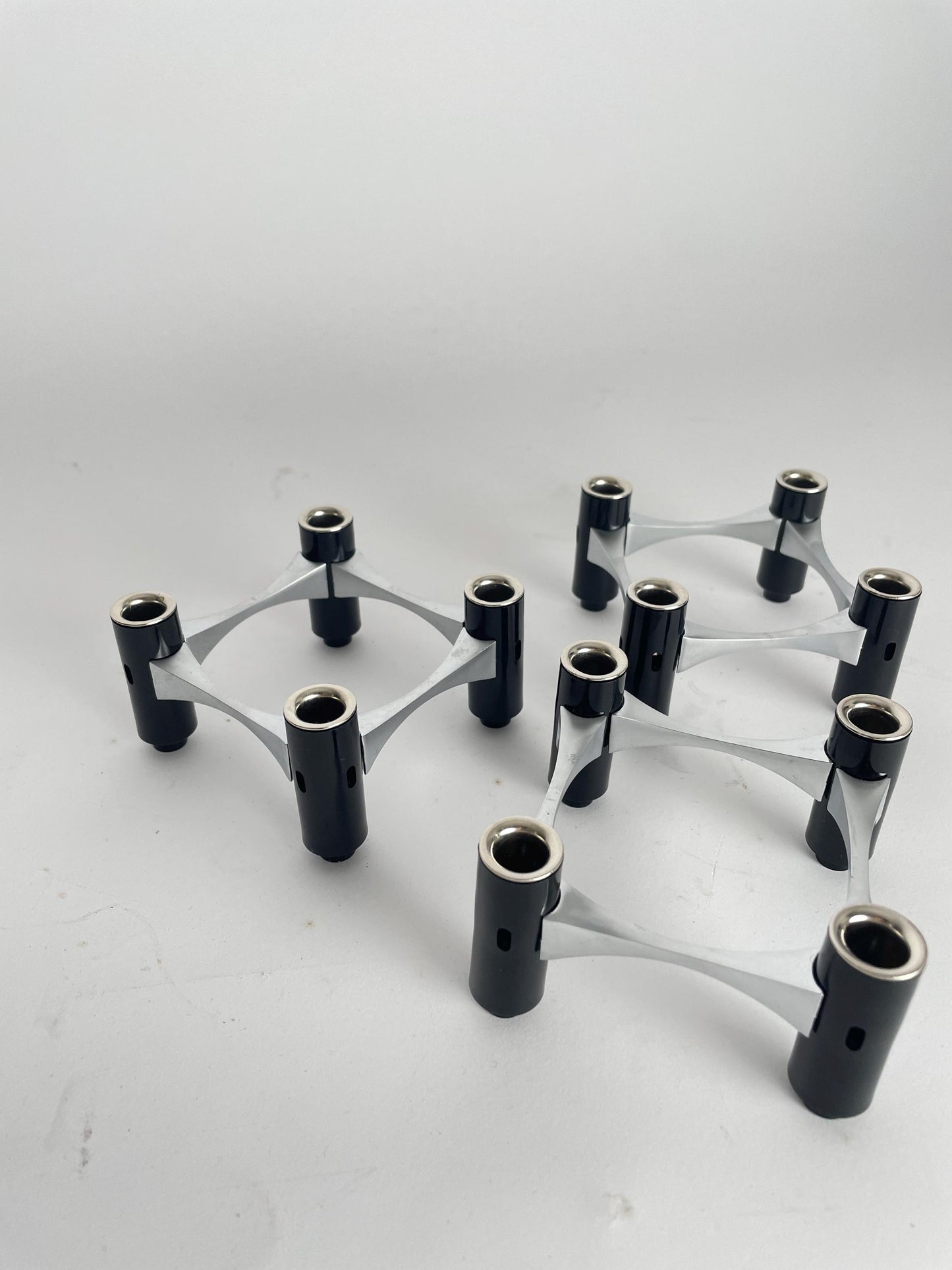 BMF Modular Candle Holder, Black & Silver, with Original Box, Germany, 1960s