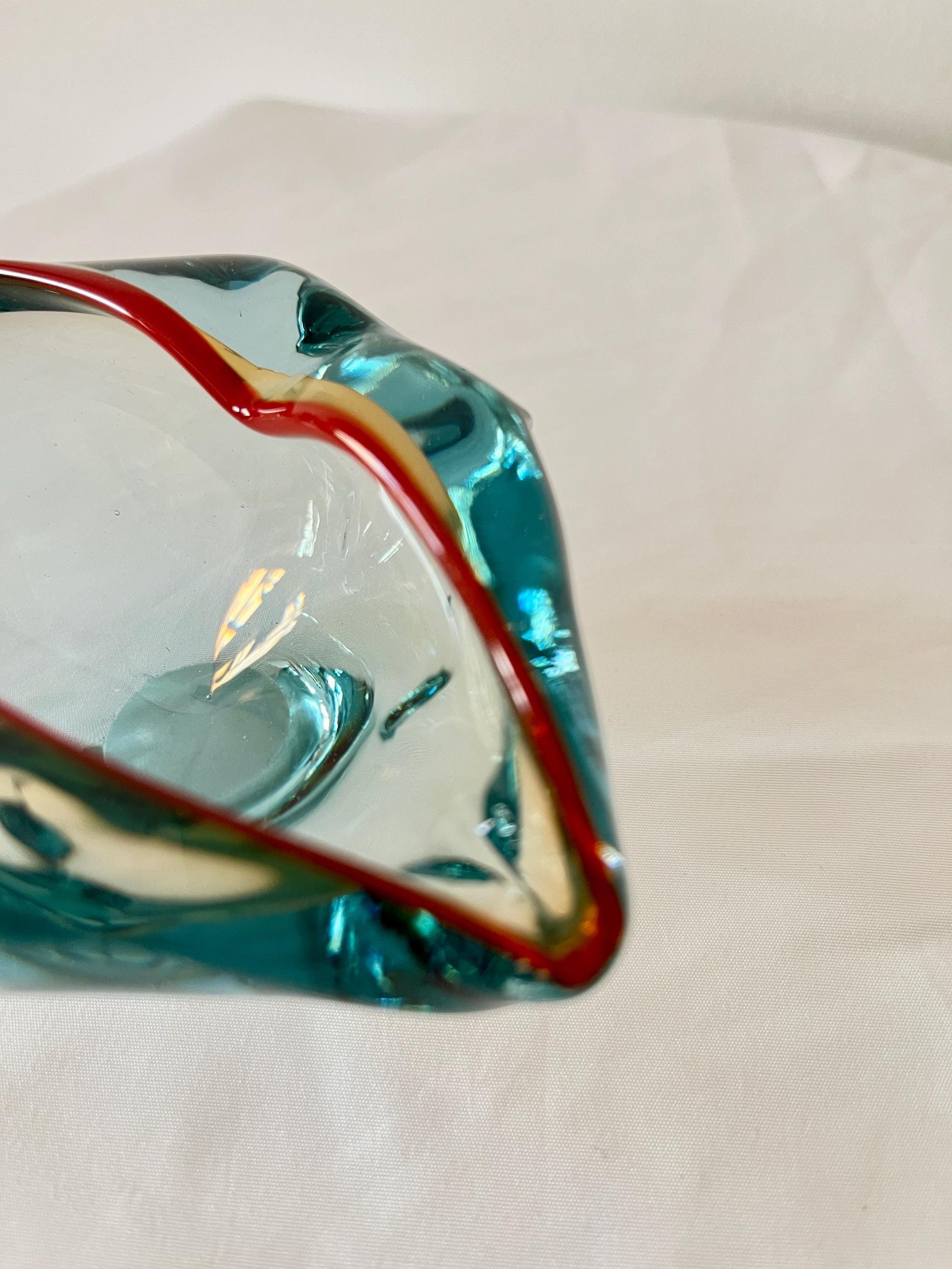 Sommerso Art Glass Bowl, Mouth-Shaped, 1970s